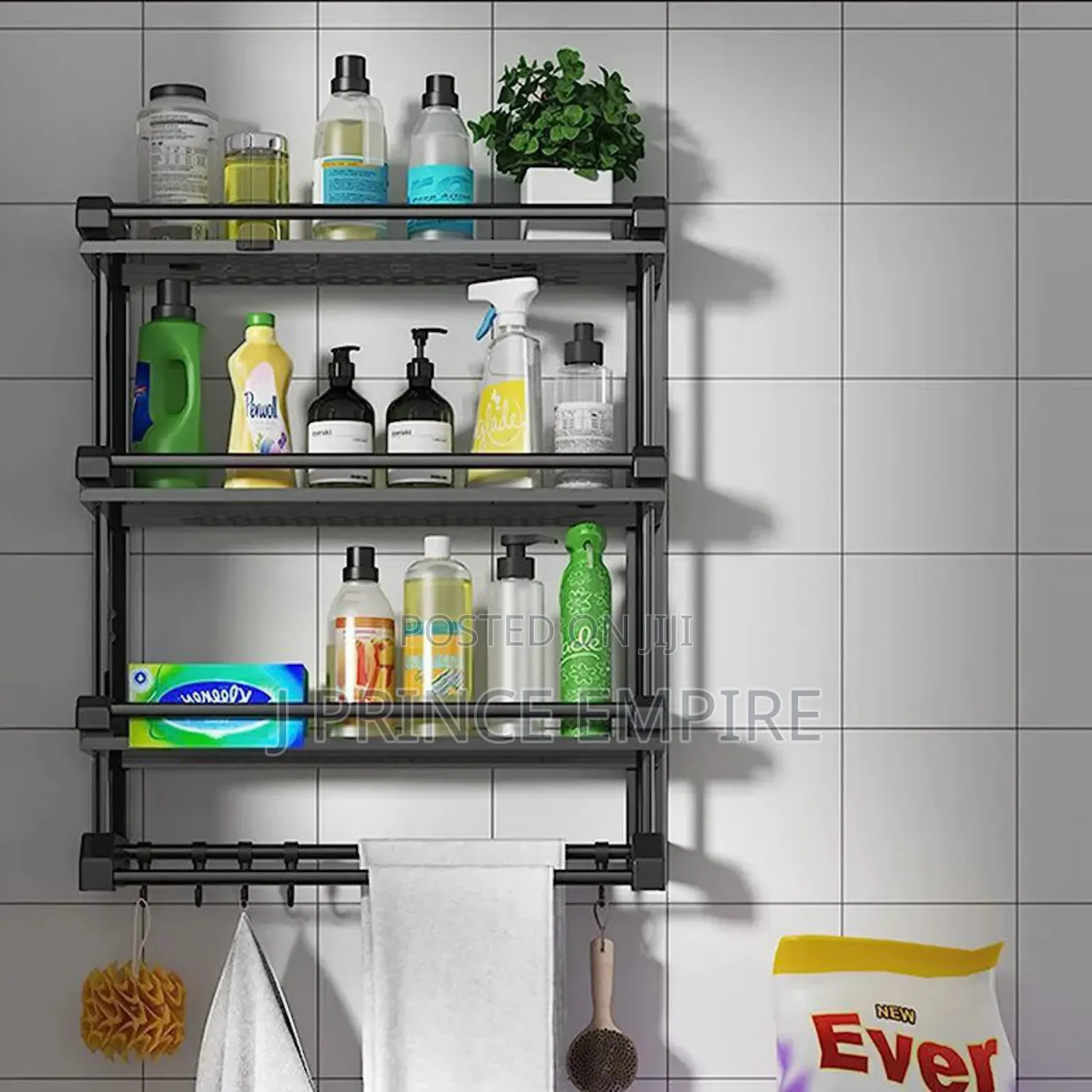 Multipurpose Steel Bathroom/ Kitchen Shelf With Towel Bar - 3 Steps