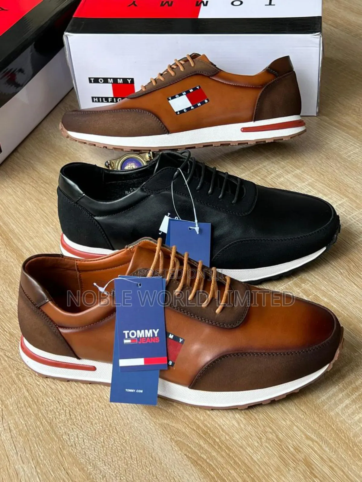 Tommy Hilfiger Black/Brown Sneakers /Shoes Abl 5r