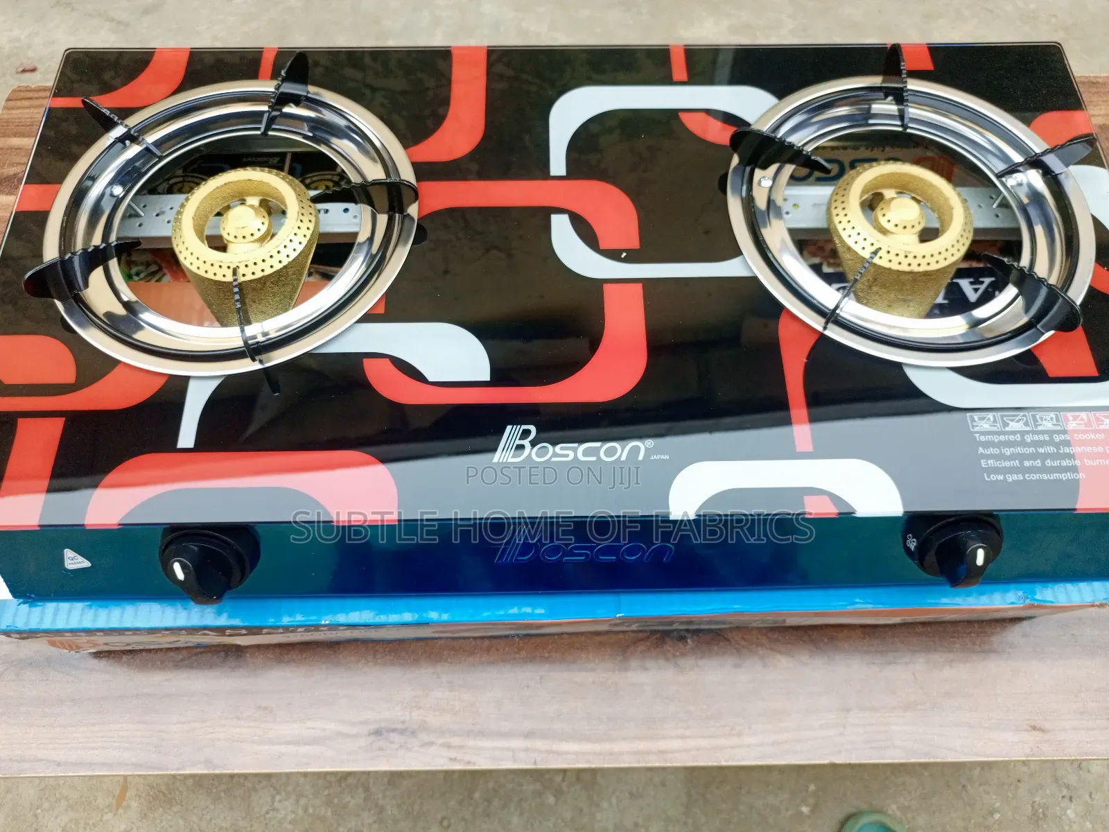 Boscon 2-Burner Glass Gas Cooker – Fast Gas-Saving