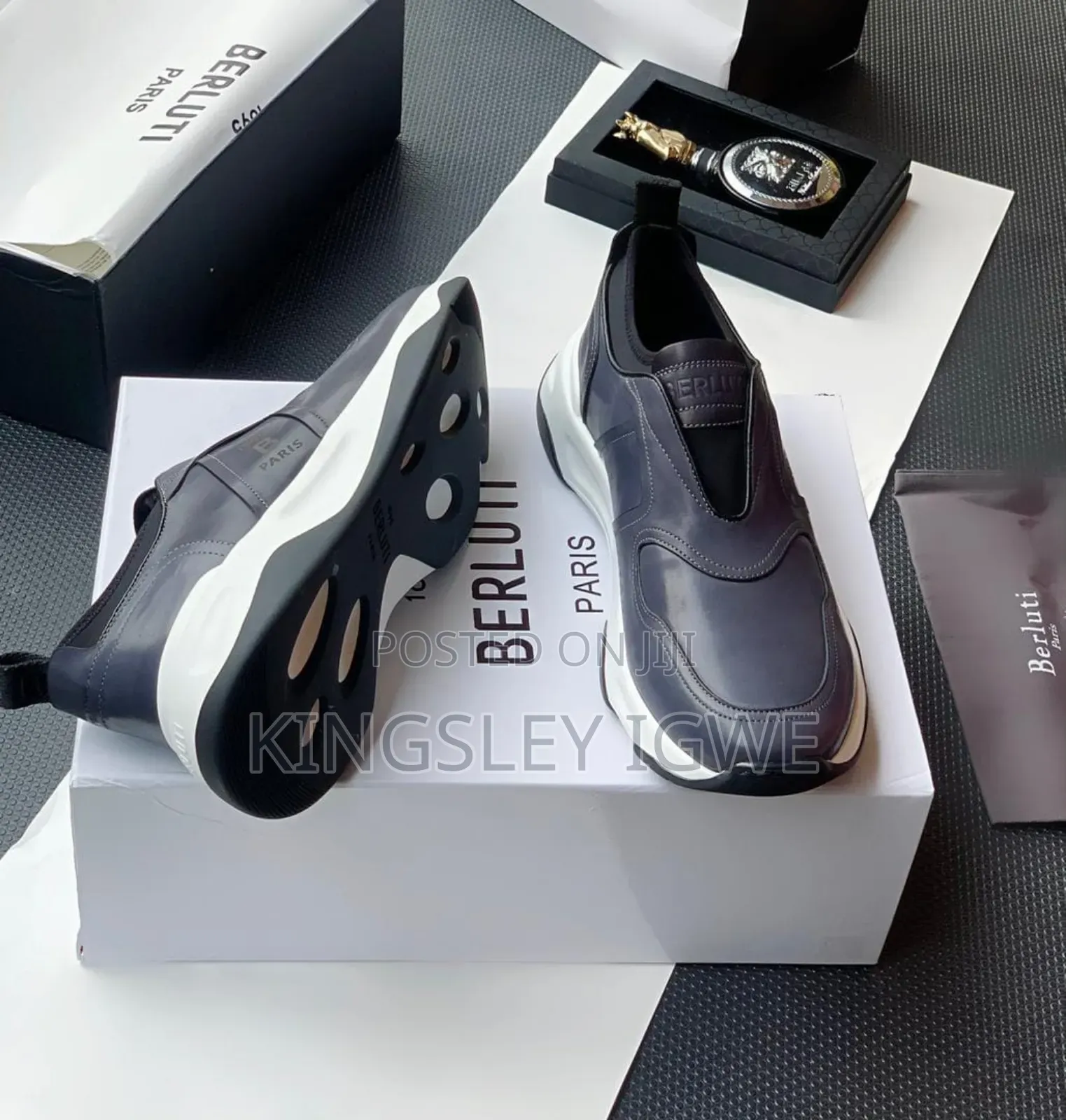Luxury Berluti Paris Laceless Leather Sneakers.