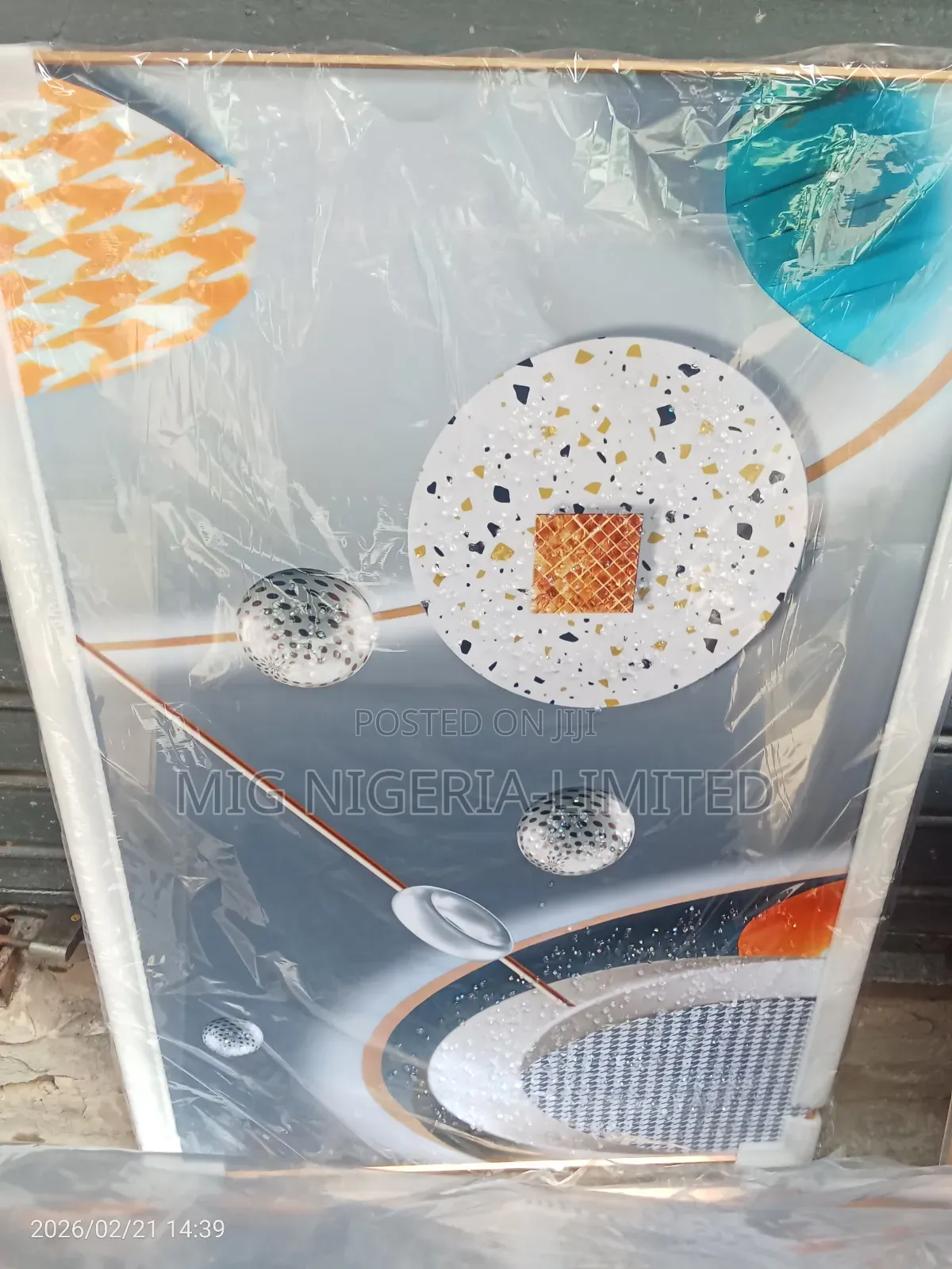80cmx120cm Wall Acrylics Large Frame White Feather Design Gold