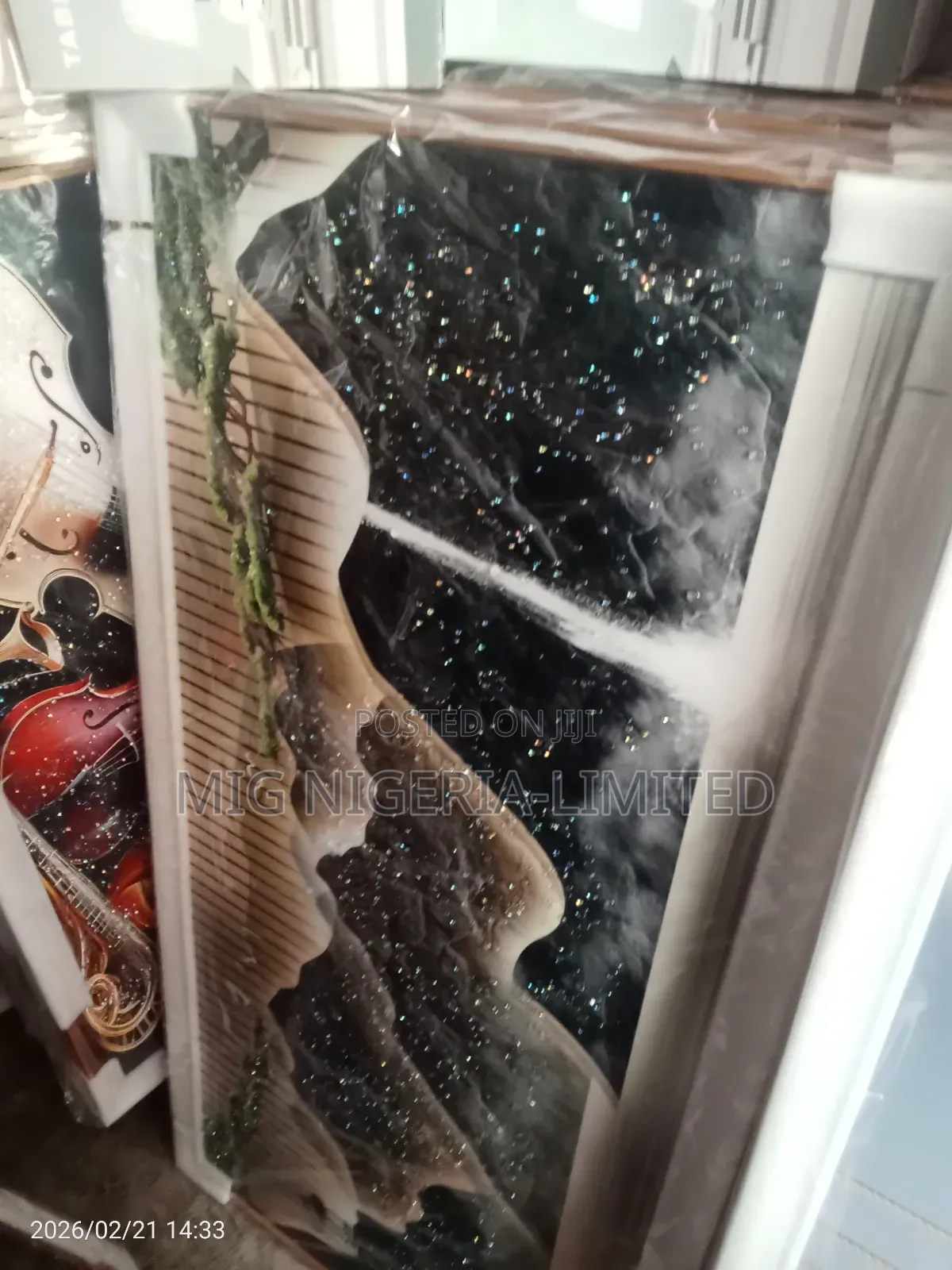 80cmx120cm Wall Acrylics Large Frame White Feather Design Gold