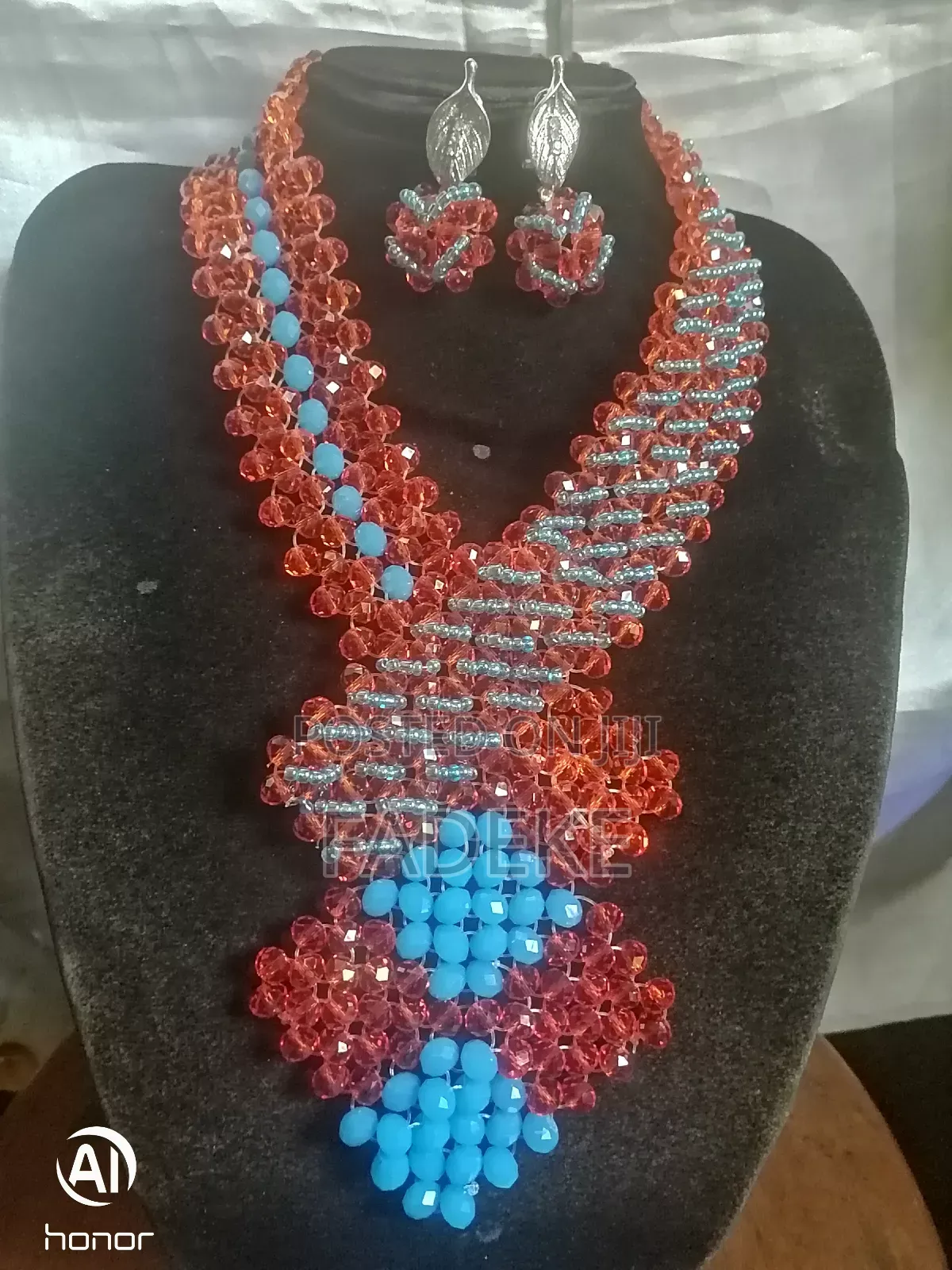 Full Set Orange Bead Jewellery Comes With Earrings and Bangles