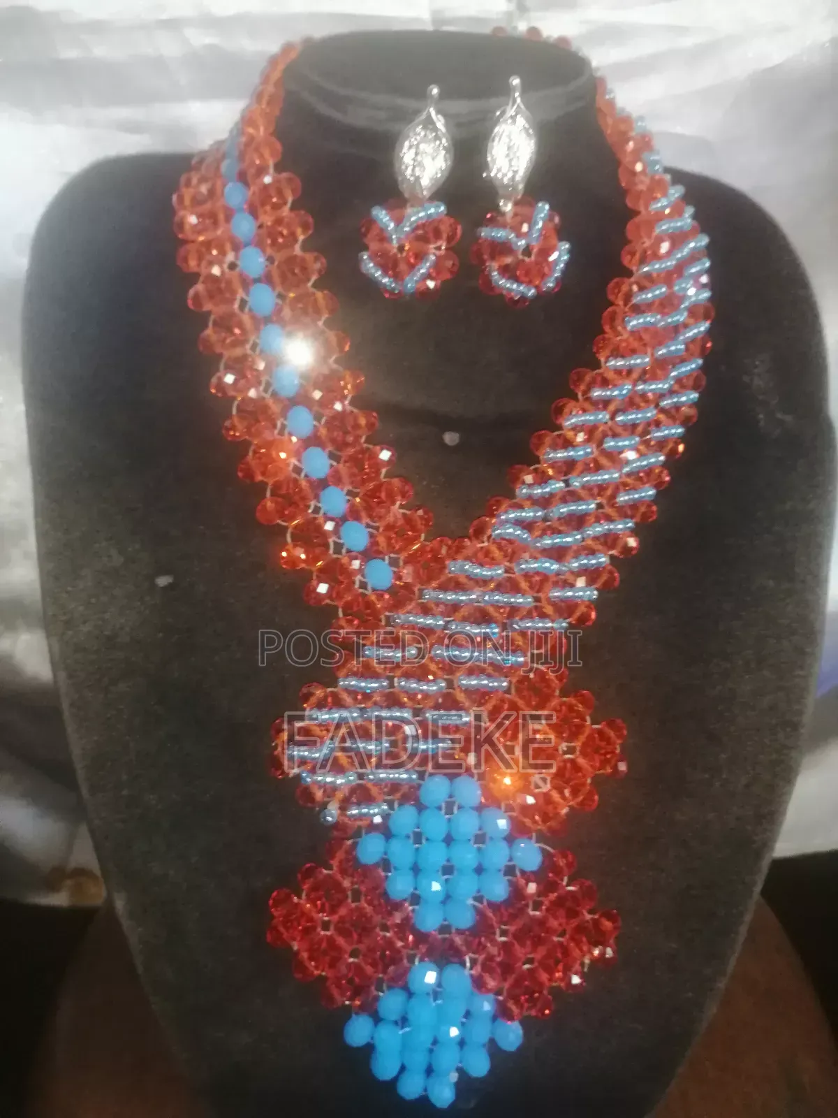 Full Set Orange Bead Jewellery Comes With Earrings and Bangles