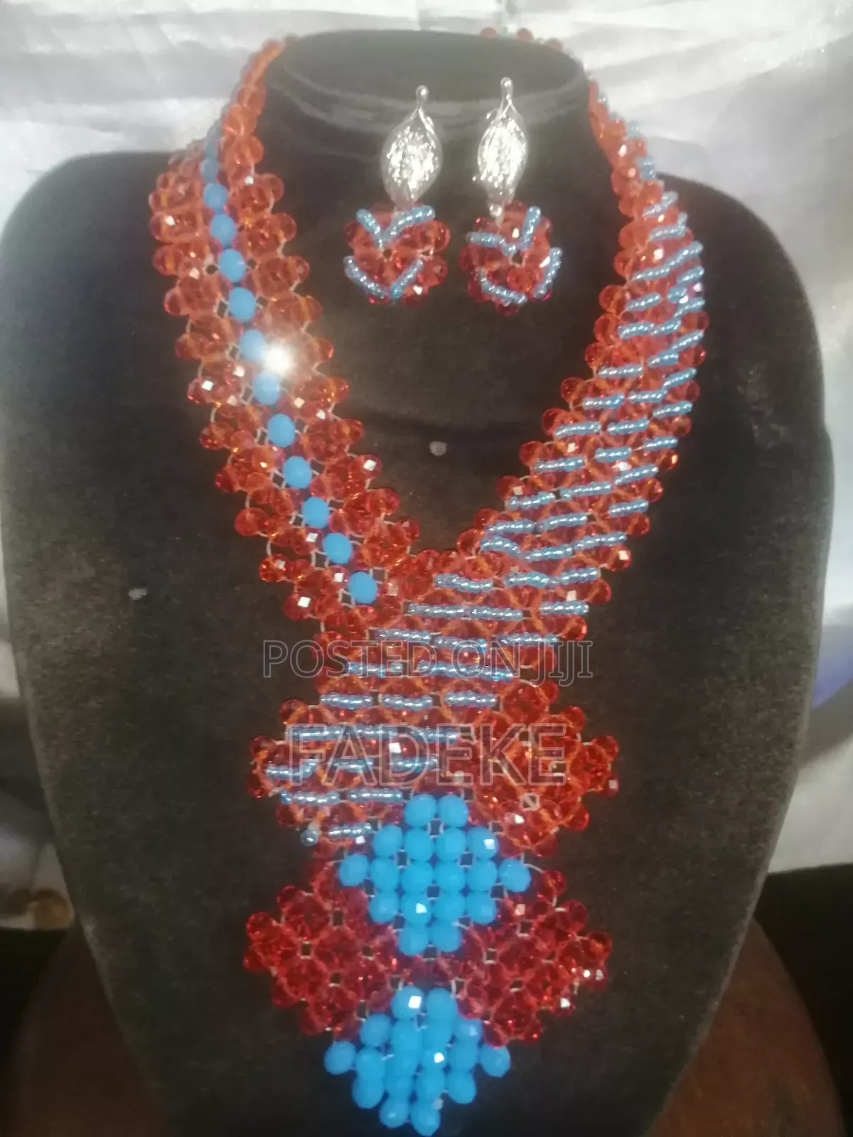 Full Set Orange Bead Jewellery Comes With Earrings and Bangles