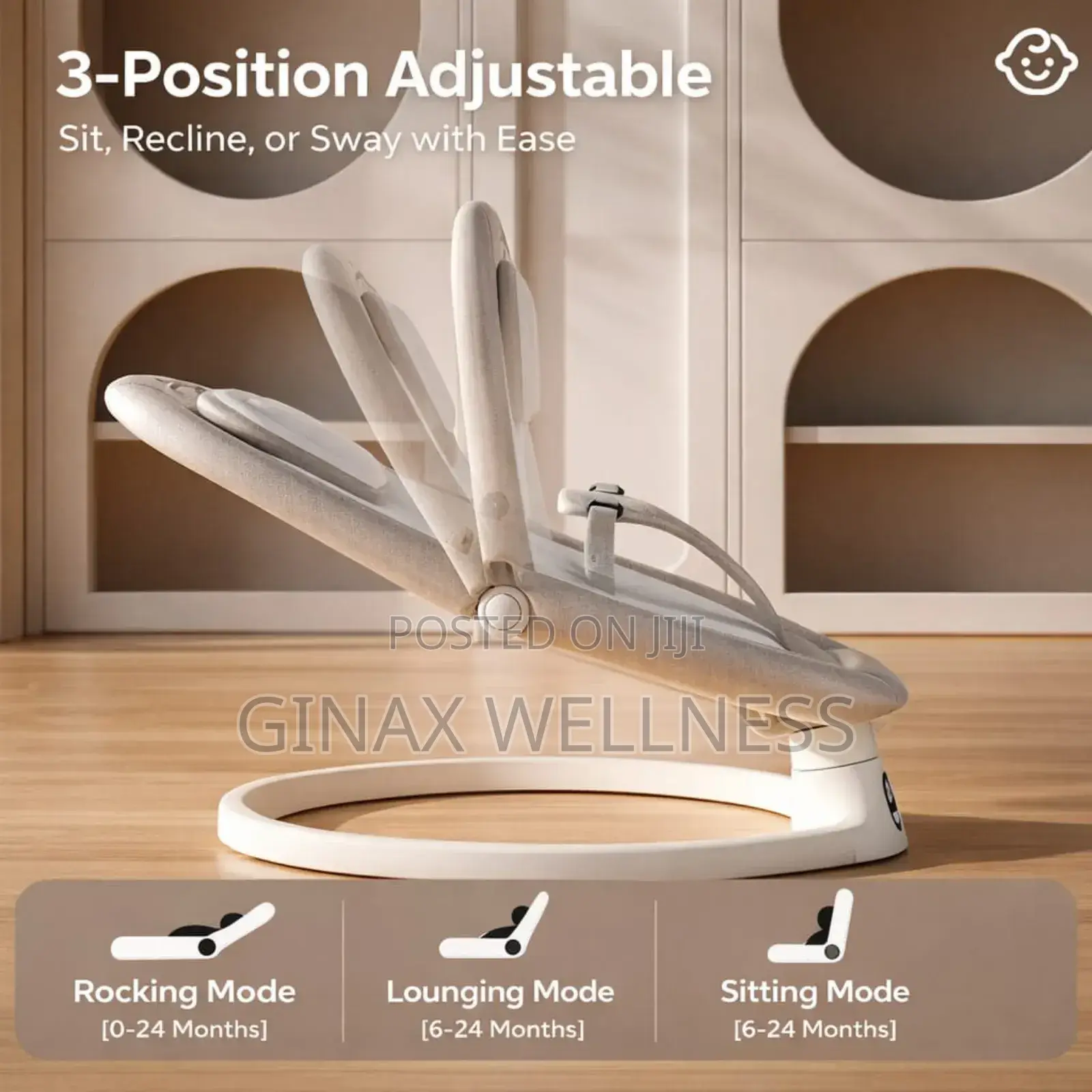 3-in-1 Smart Baby Rocker With Rocking, Lounging and Sitting Modes