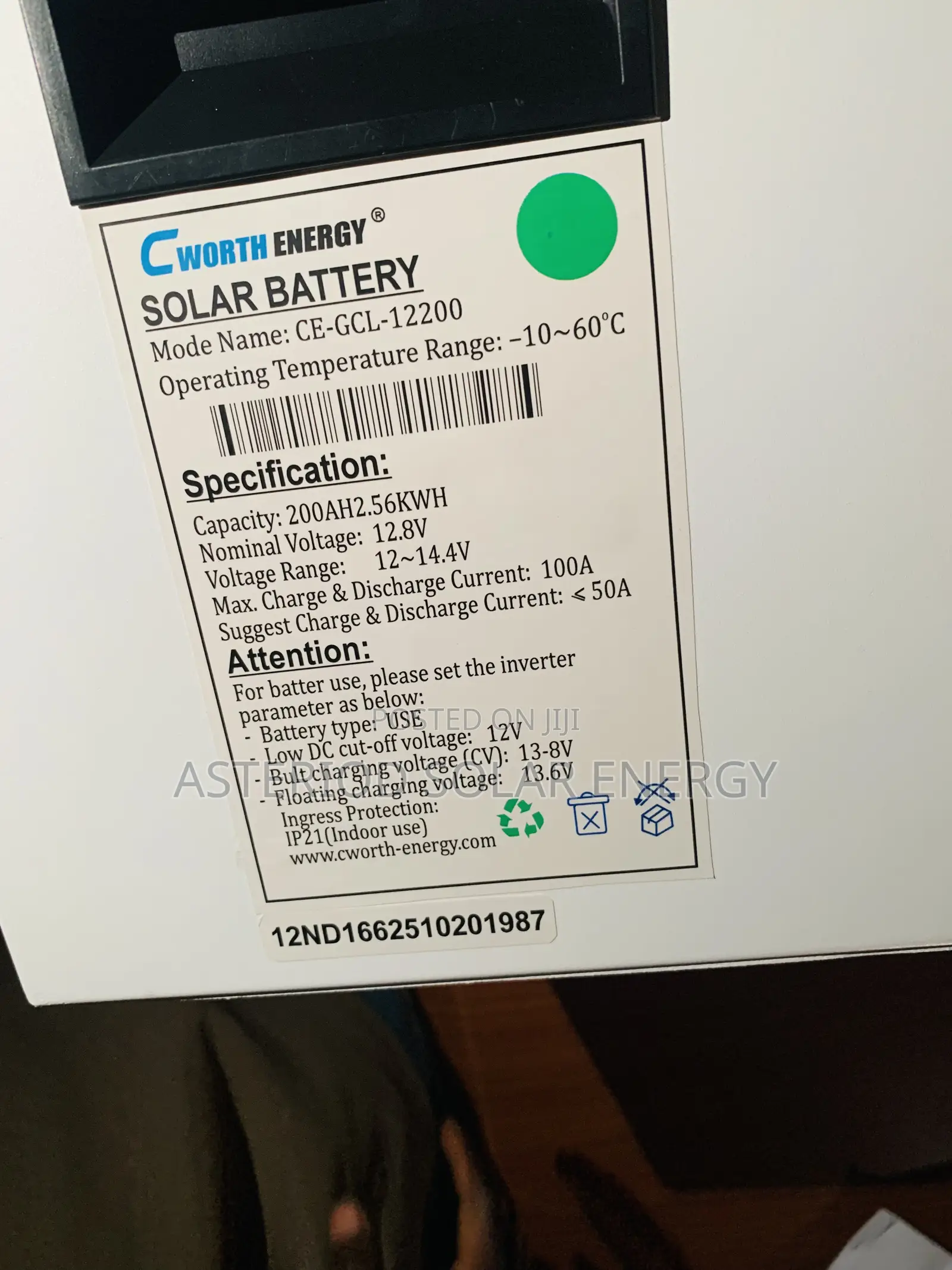 2.5kwh 12v Cworth Lithium Battery