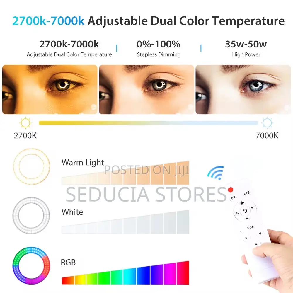 18 Inches RGB Multicolor Ring Light With Stand and Remote