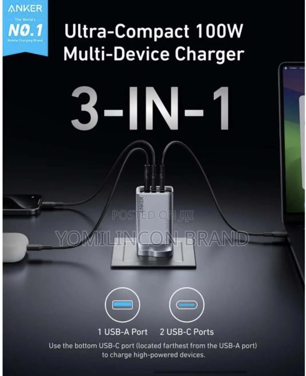 Anker Prime Charger (100w, 3 Ports, Gan)