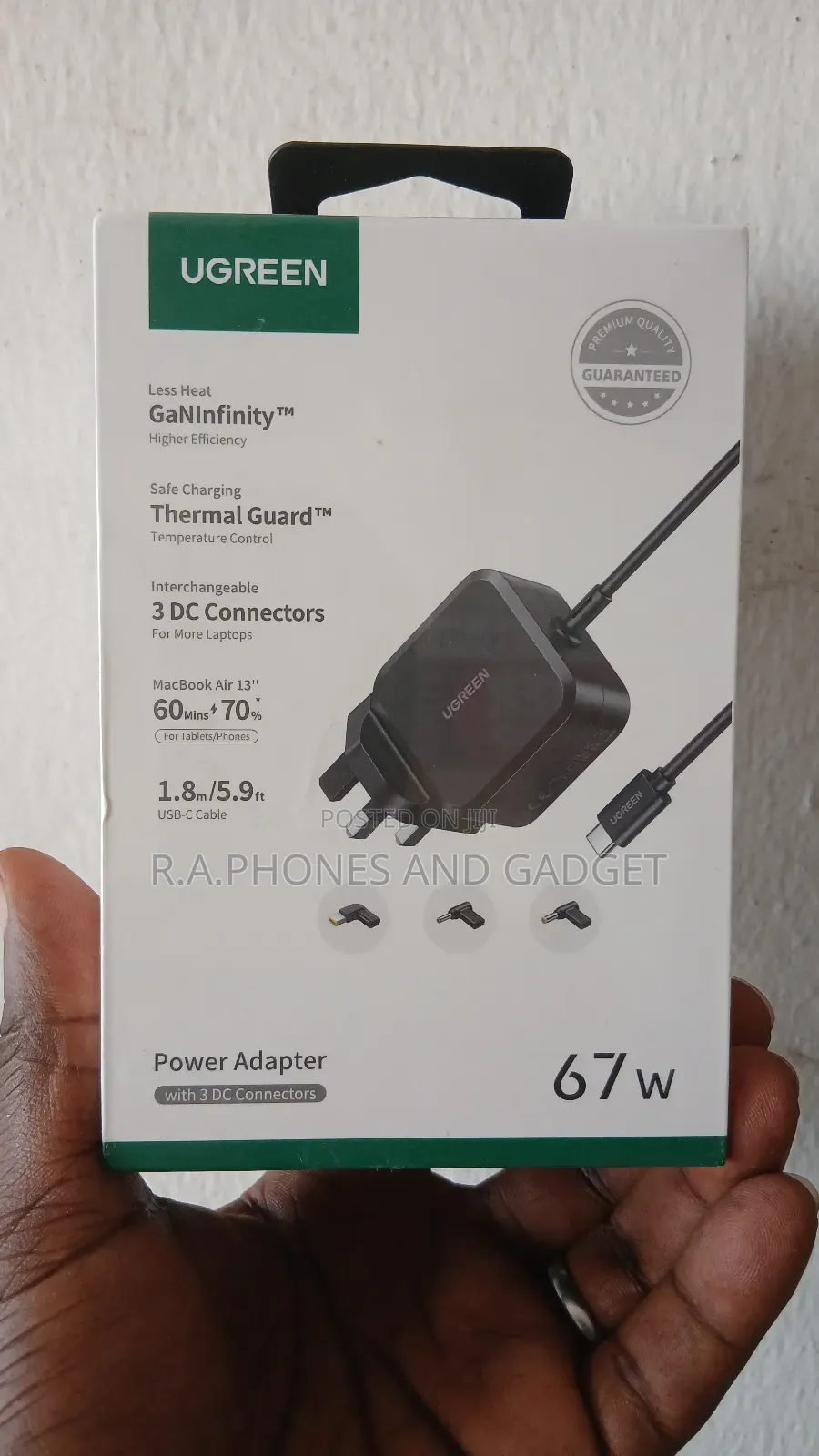 Ugreen 67w Gan Power Adapter With 3 Dc Connector