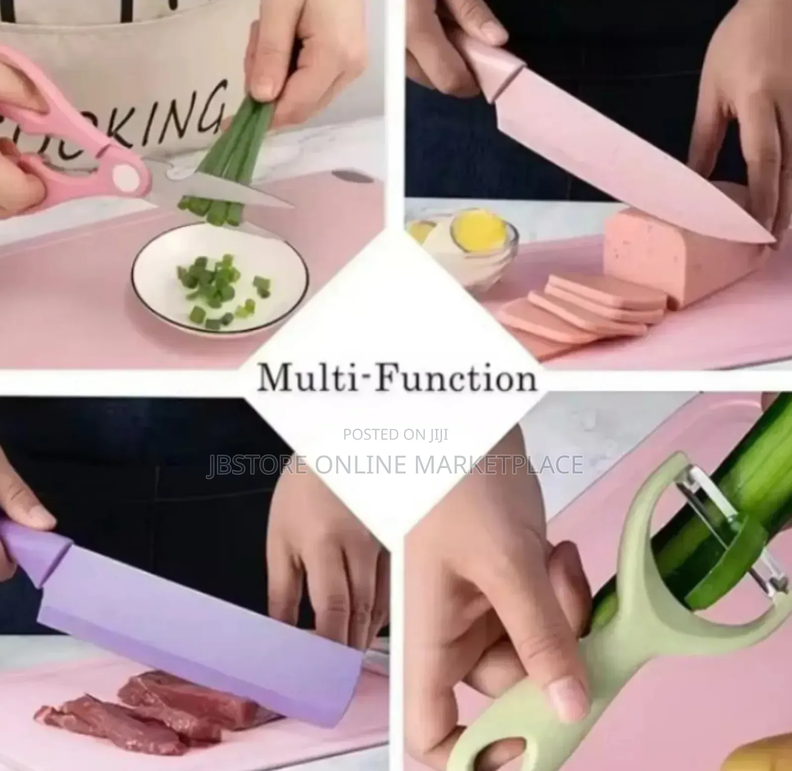 6pcs Multicolor Non Stick Kitchen Knives,Scissor Peeler Knife Set
