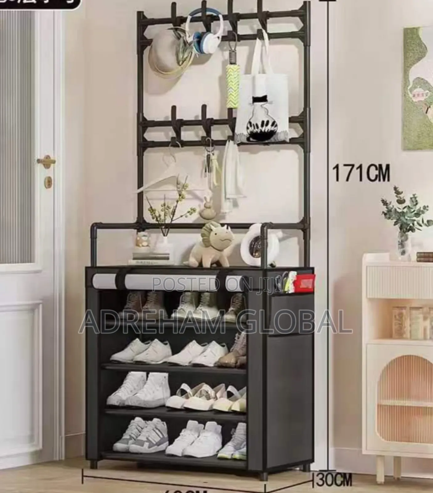 5layer 60cm Floor and Hat Shoe Rack With Rolling Cover