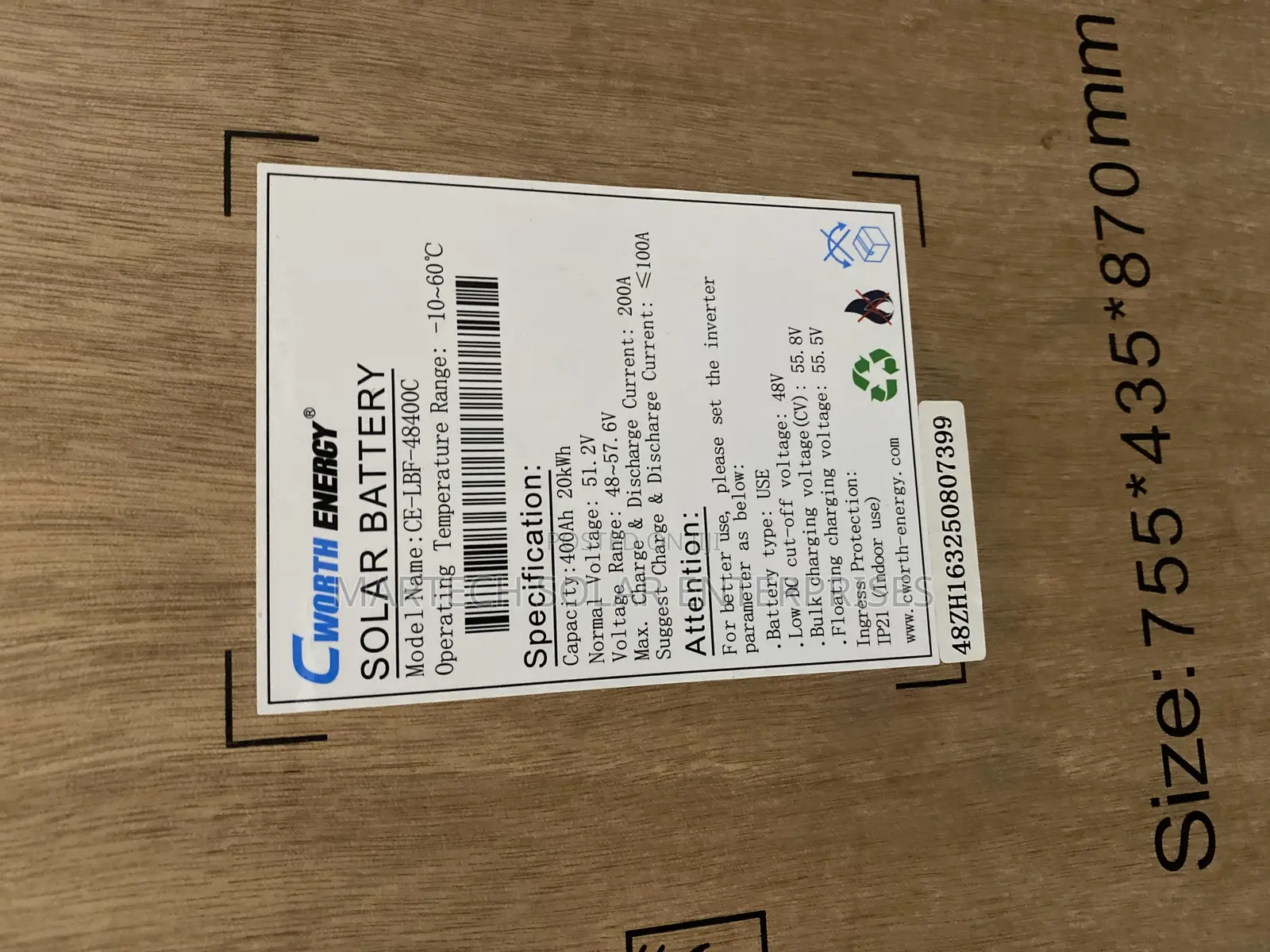 20kwh Cworth Energy Solar Battery 48v System