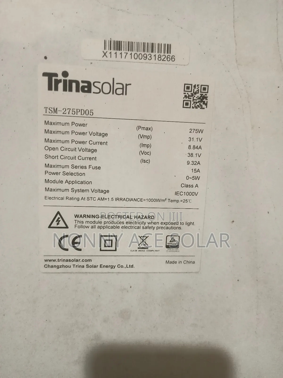 Trina 275 Watts Poly Solar Panels 5 Line