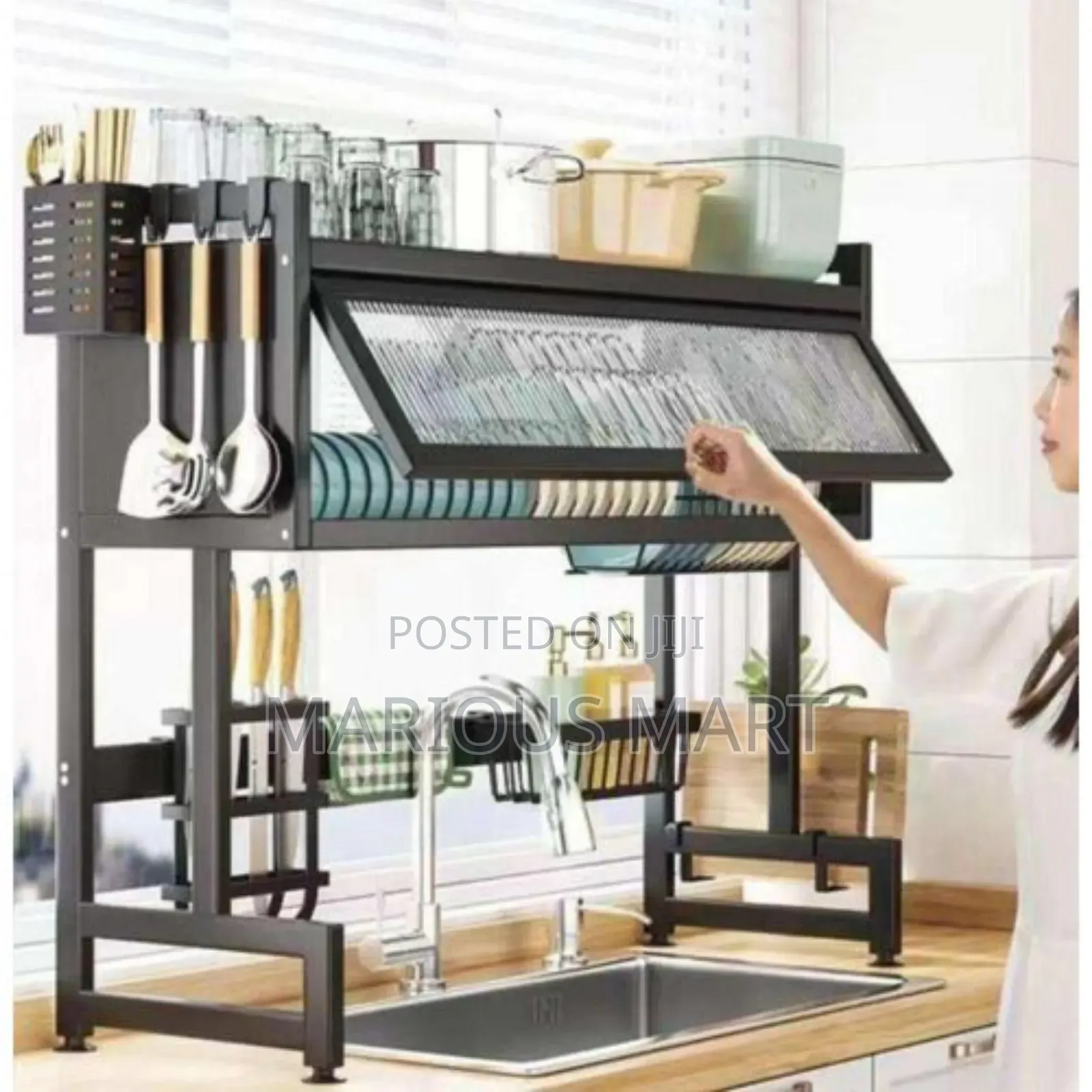 Over the Sink Dish Rack With Cover