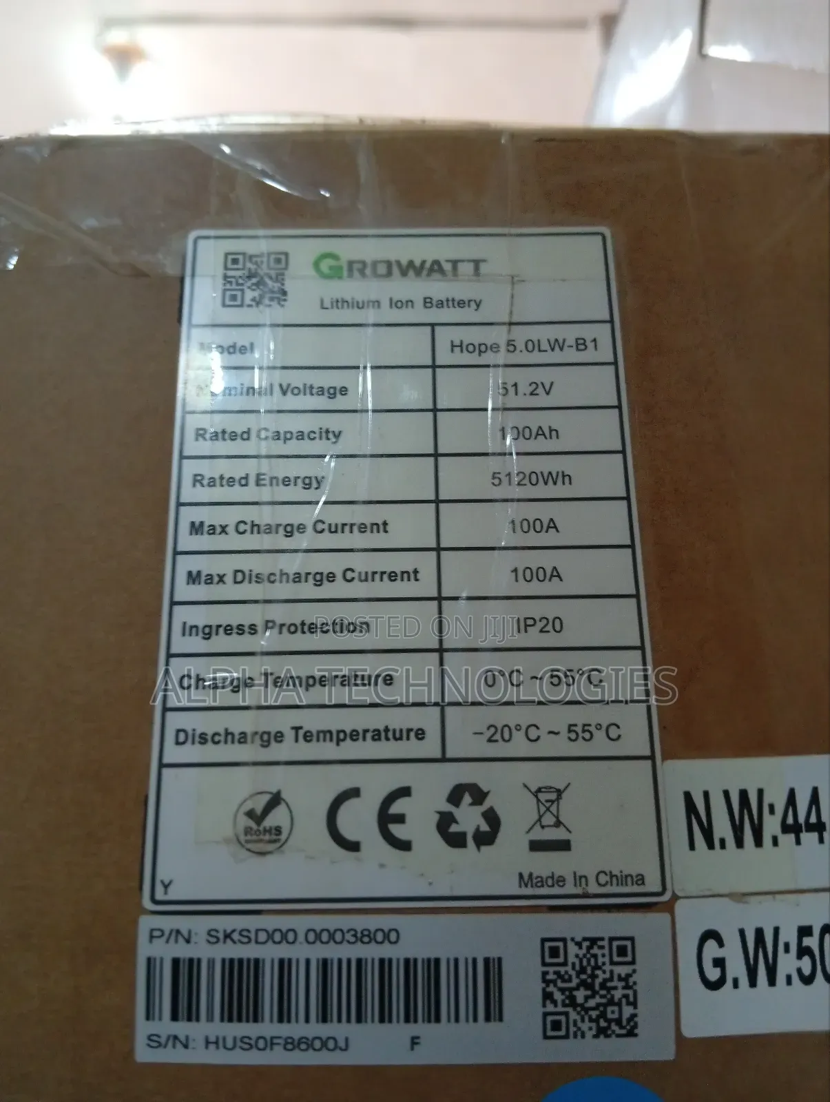 Growatt Model(Hope 5.0lw-B1) Lithium Ion Battery