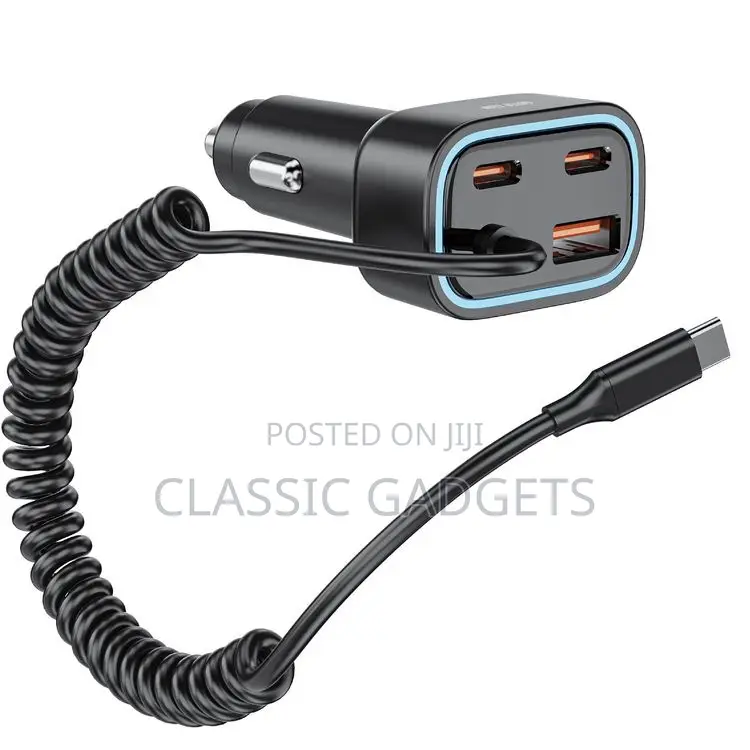 Green Lion 90w Car Charger With 1.2m Type C Cable and Multiple Ports