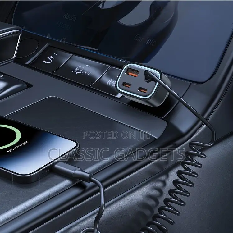 Green Lion 90w Car Charger With 1.2m Type C Cable and Multiple Ports