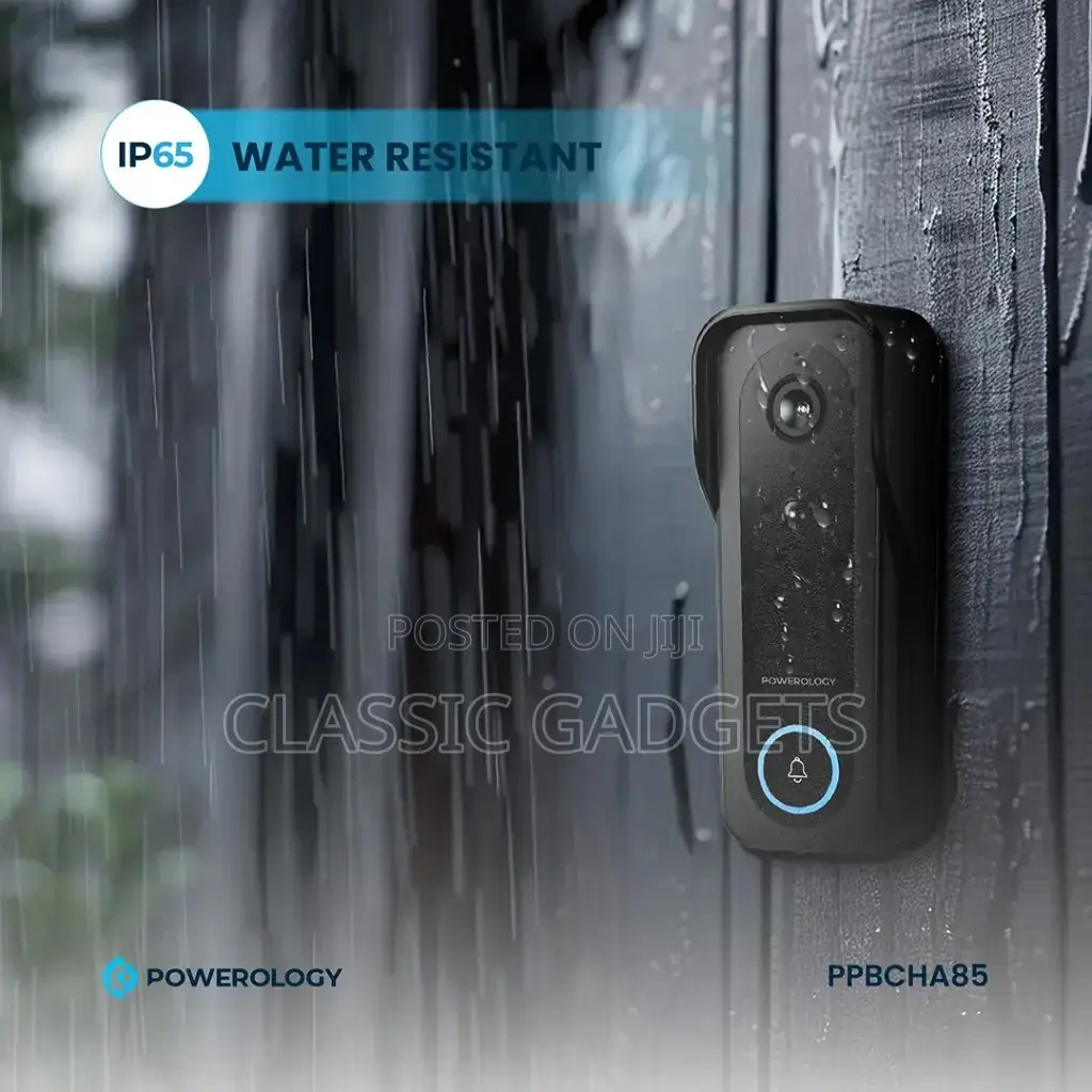 Powerology Smart Doorbell 3mp Camera - Black