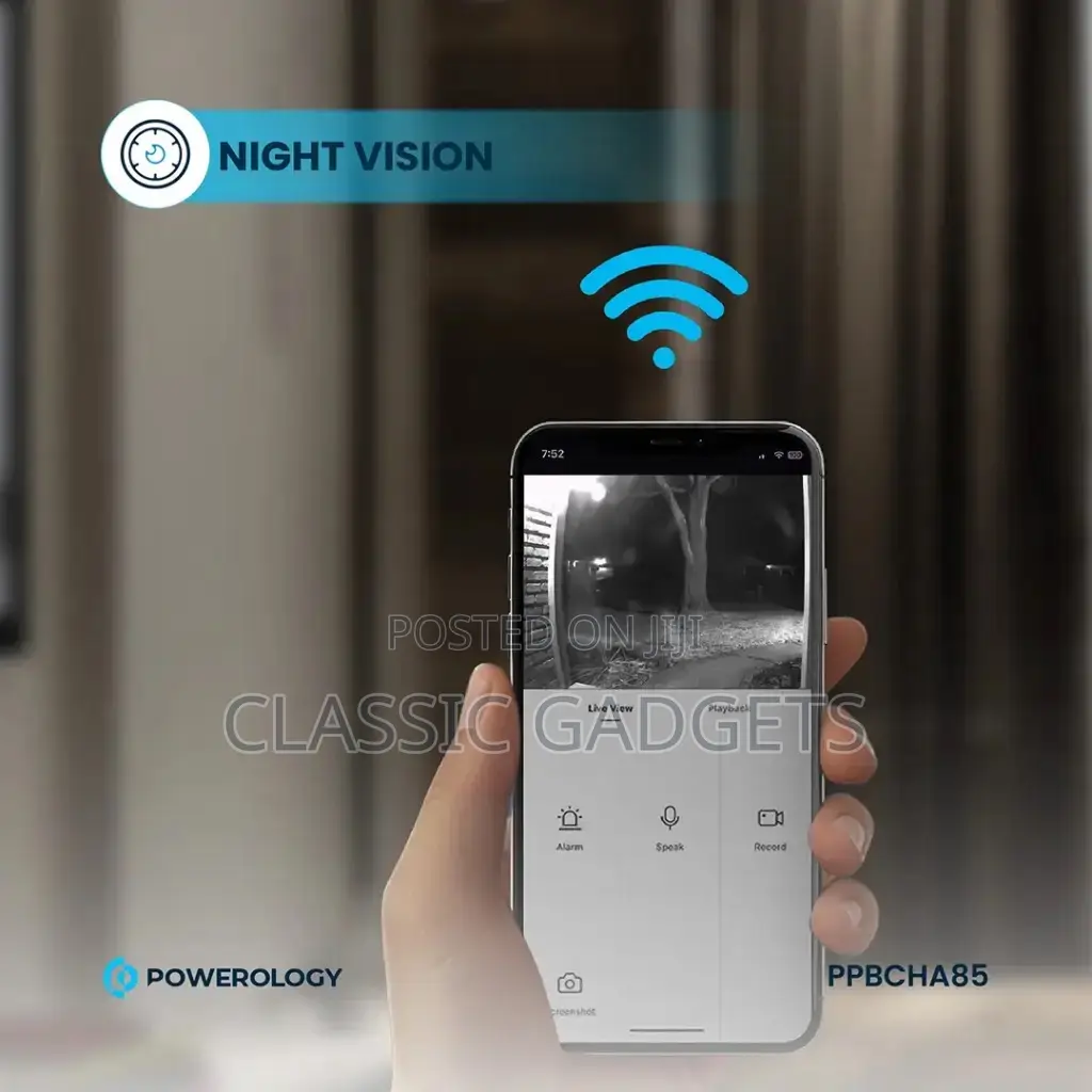 Powerology Smart Doorbell 3mp Camera - Black