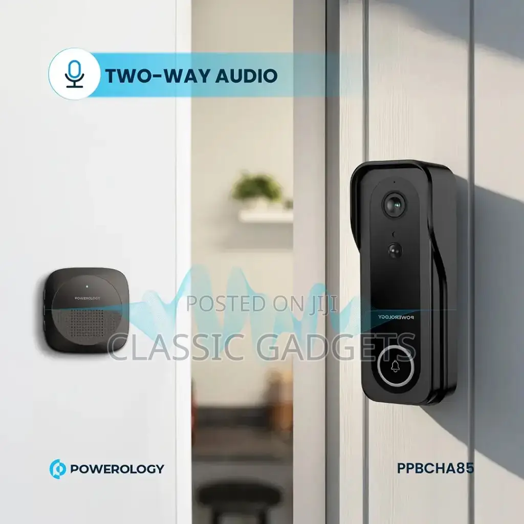Powerology Smart Doorbell 3mp Camera - Black