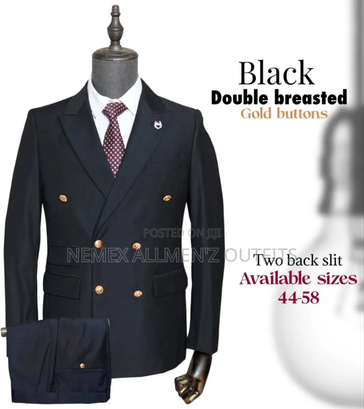 Double Breasted Black Suit