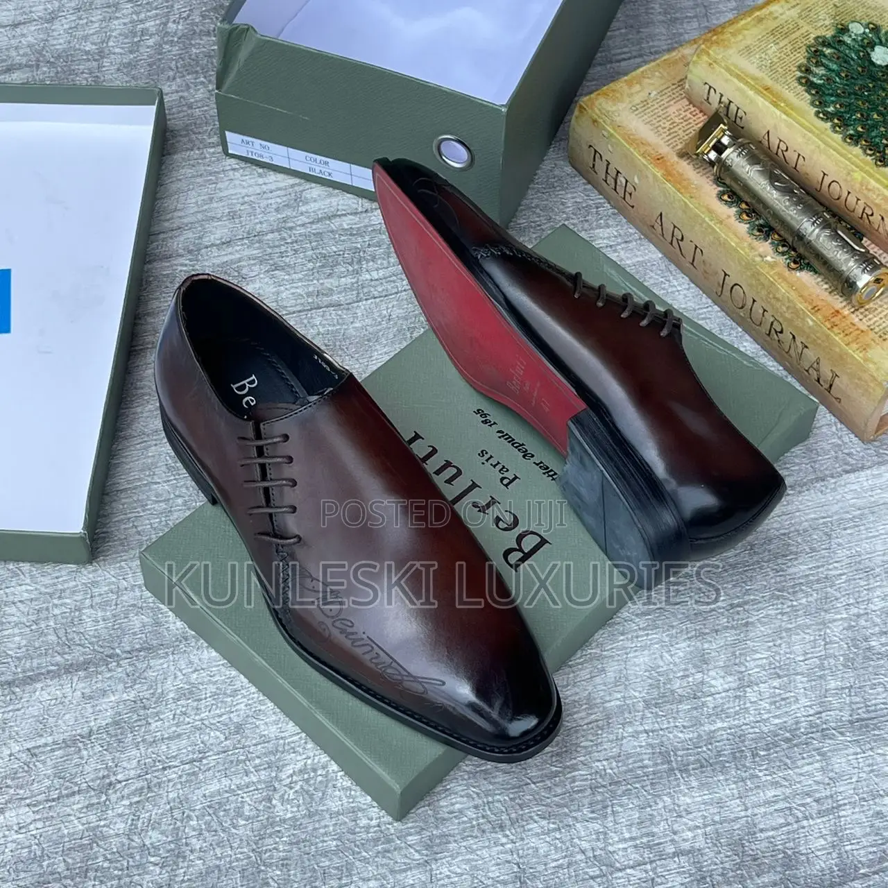 Original Berluti Oxford Black & Brown Lace Up Shoes For Men’S