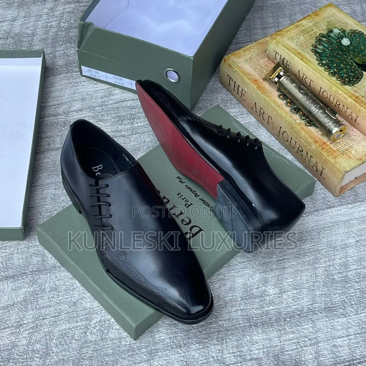 Original Berluti Oxford Black & Brown Lace Up Shoes For Men’S