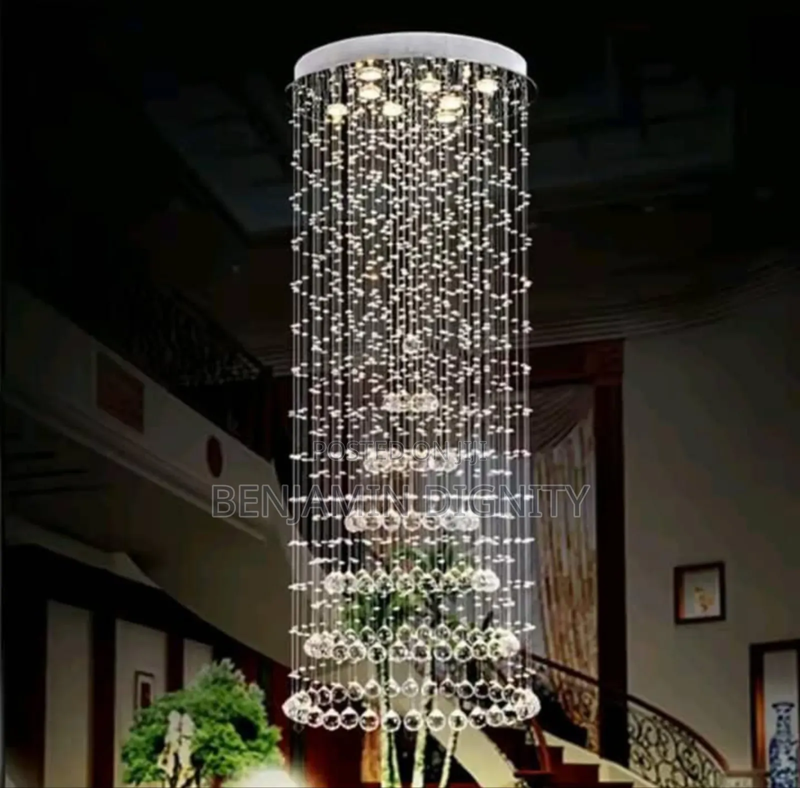 Spiral Crystal Balls Raindrops Staircase Chandelier Lighting