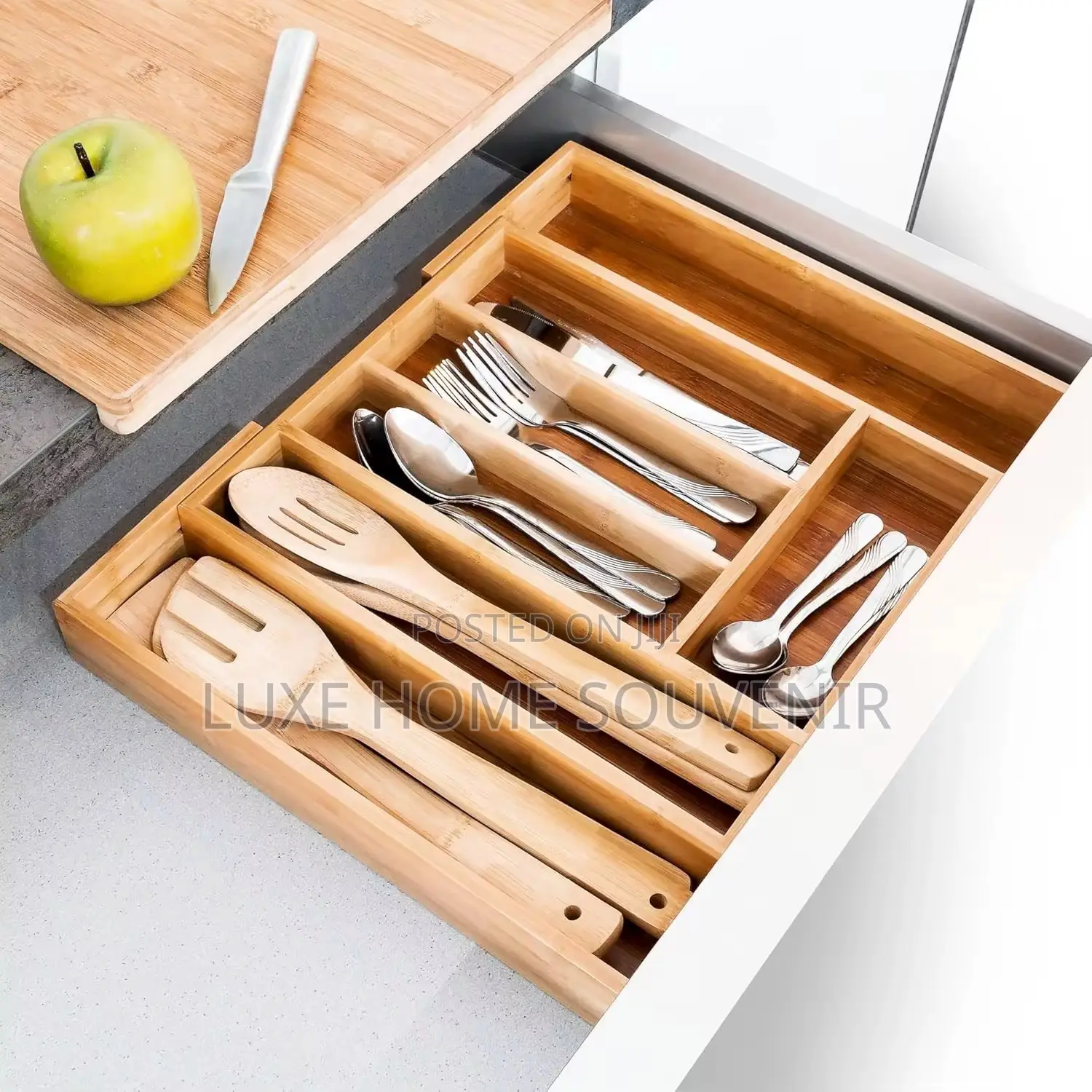Bamboo Expandable Cutlery Tray Drawer