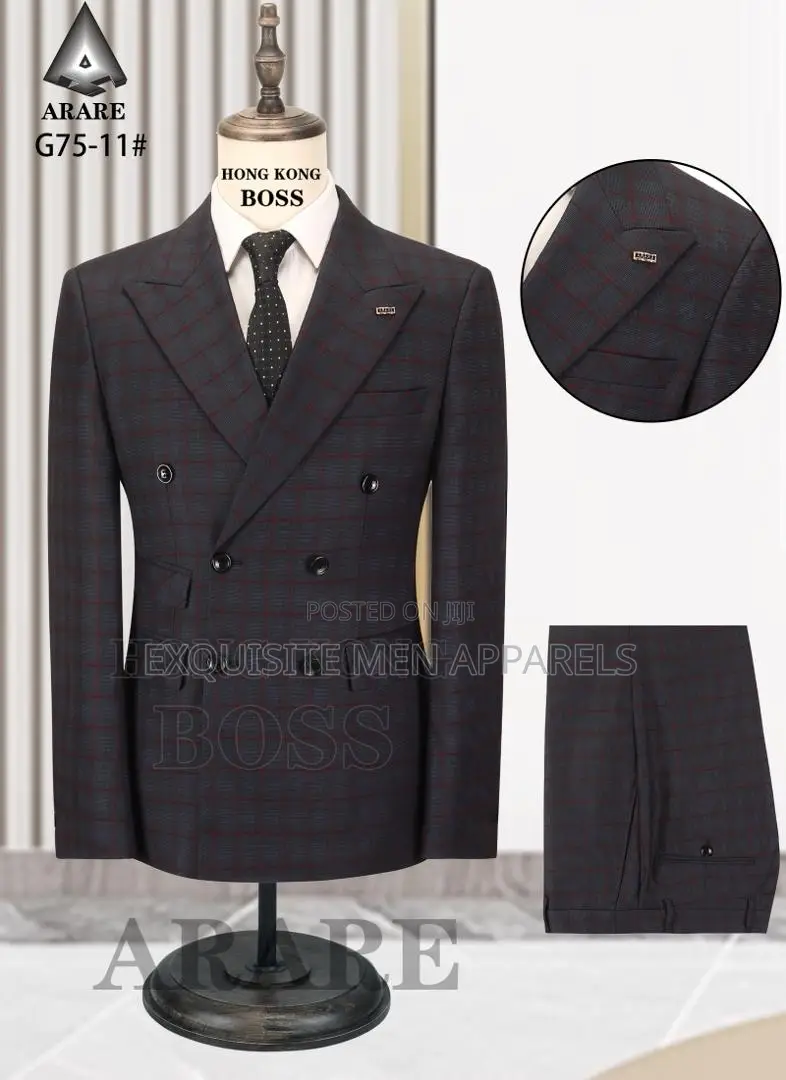 Quality Formal Checkers Turkish Double Breasted Men’S Suits