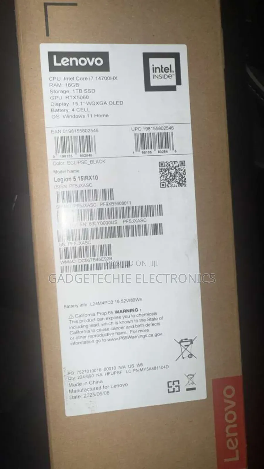 Laptop Lenovo Legion 5 16GB Intel Core i7 SSD 1T