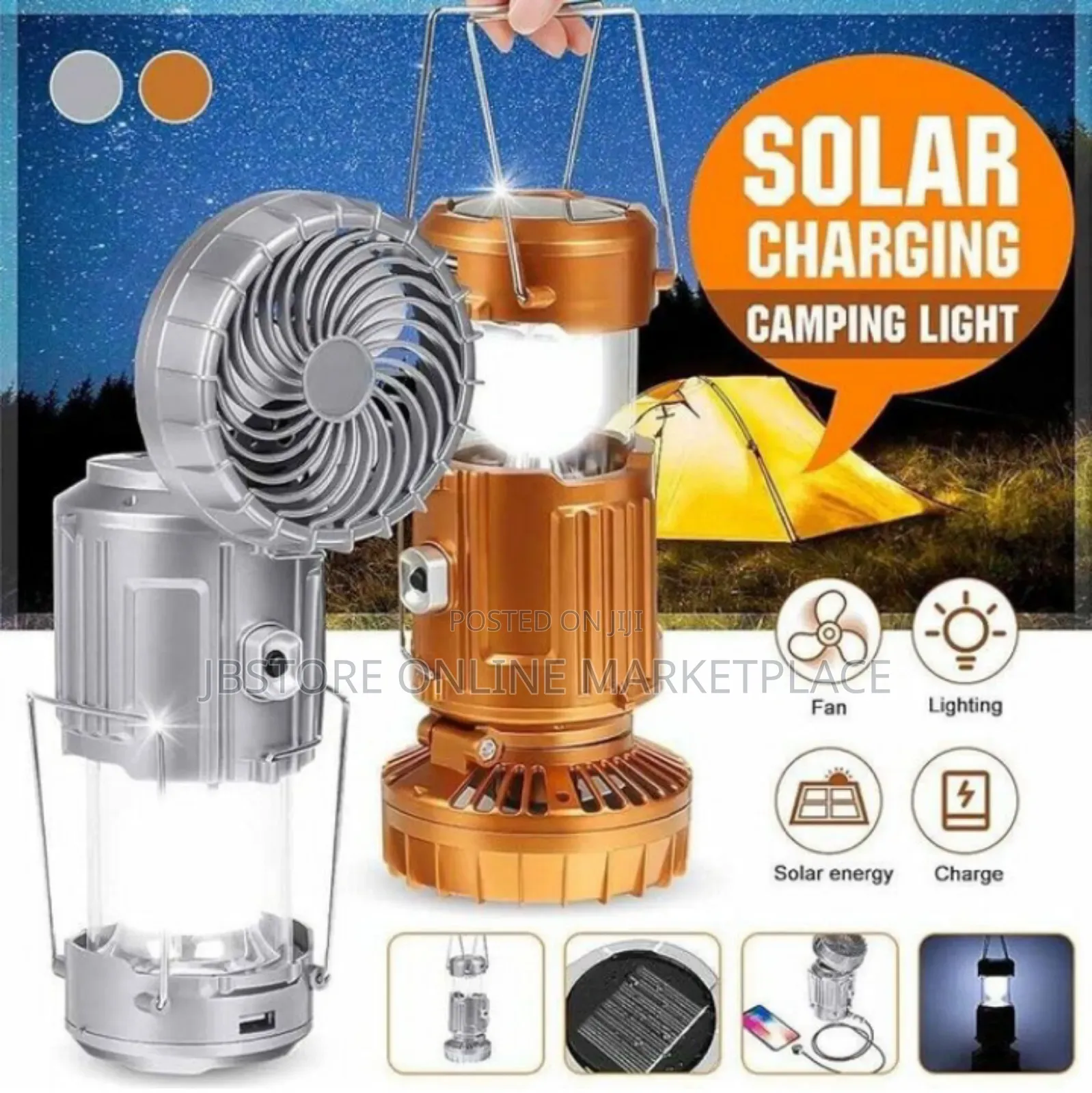 Portable Solar Rechargeable Fan and Lamp Lantern