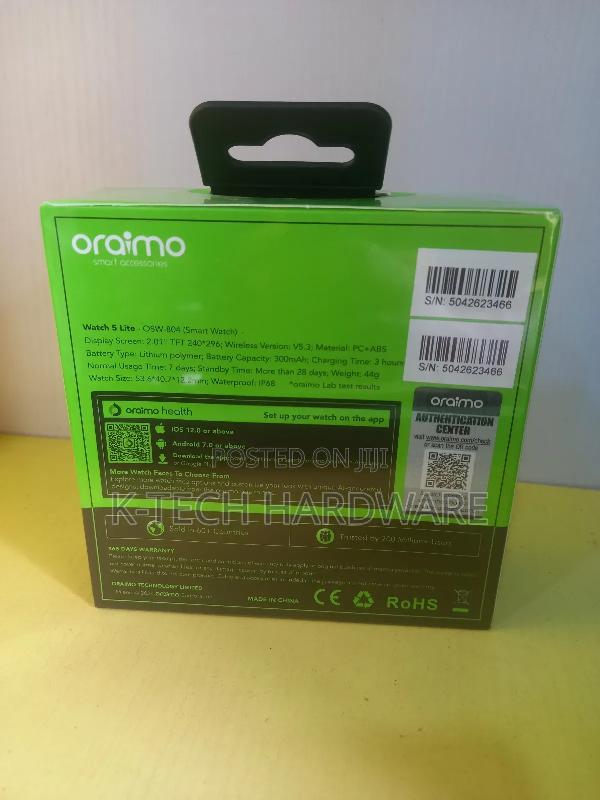 Oraimo Watch 5 Lite 2.01′′ Hd Ip68 Smart Watch