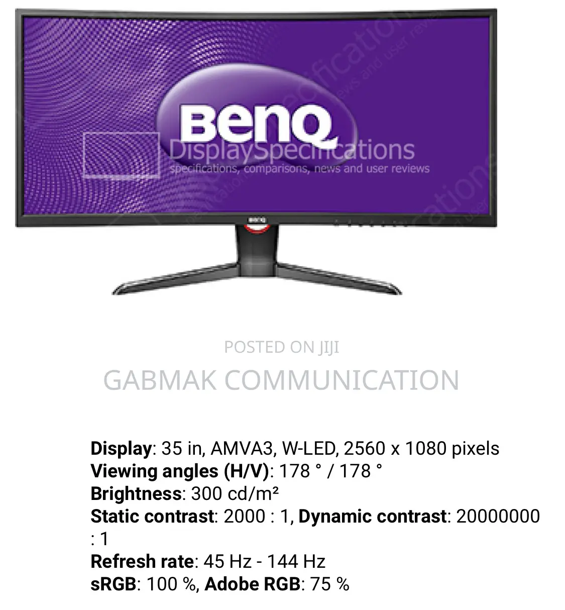Benq Gaming Monitor 34’ Inches