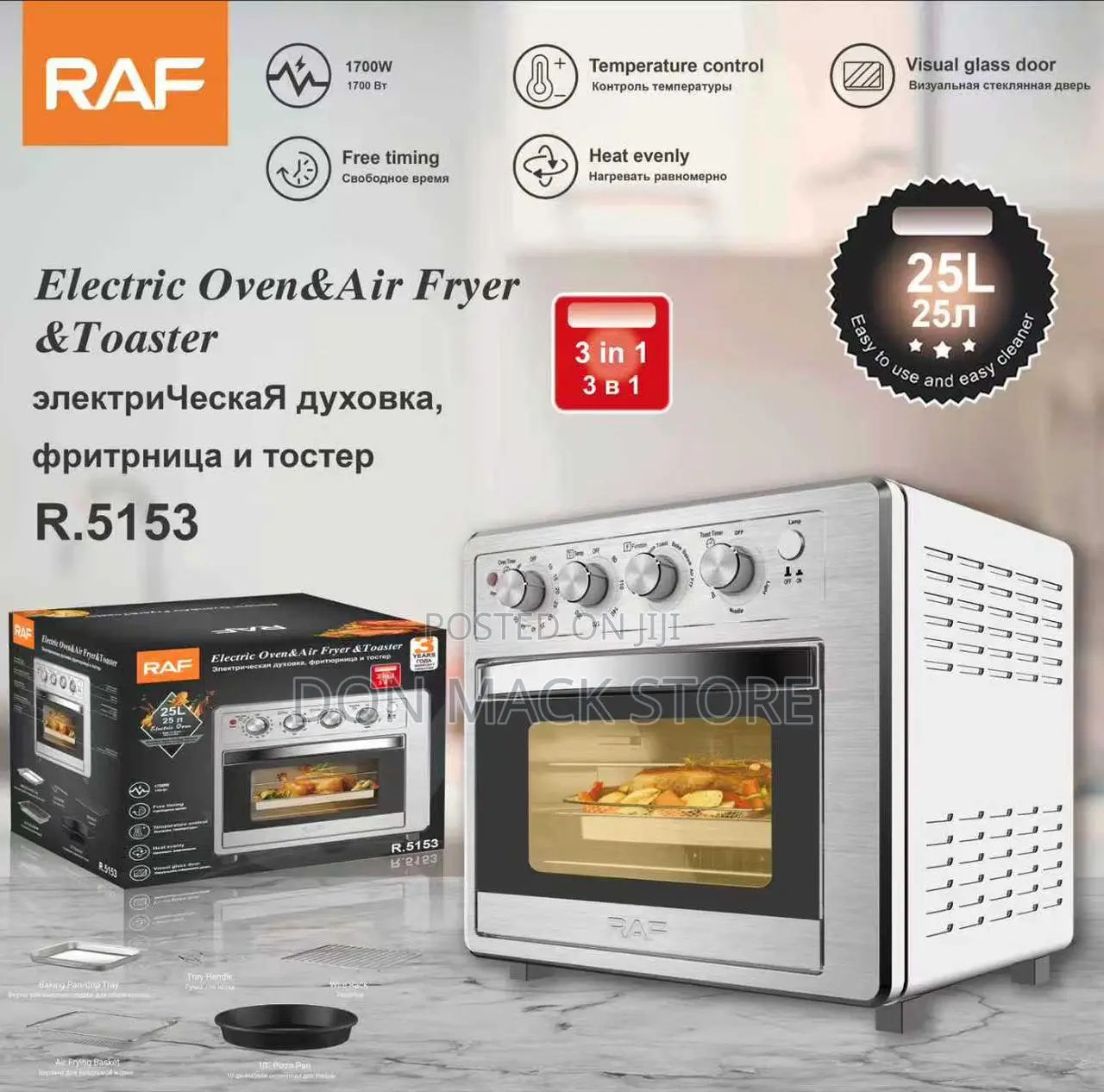 Raf 25litres 3 in 1 Electric Oven Air Fryer Toaster
