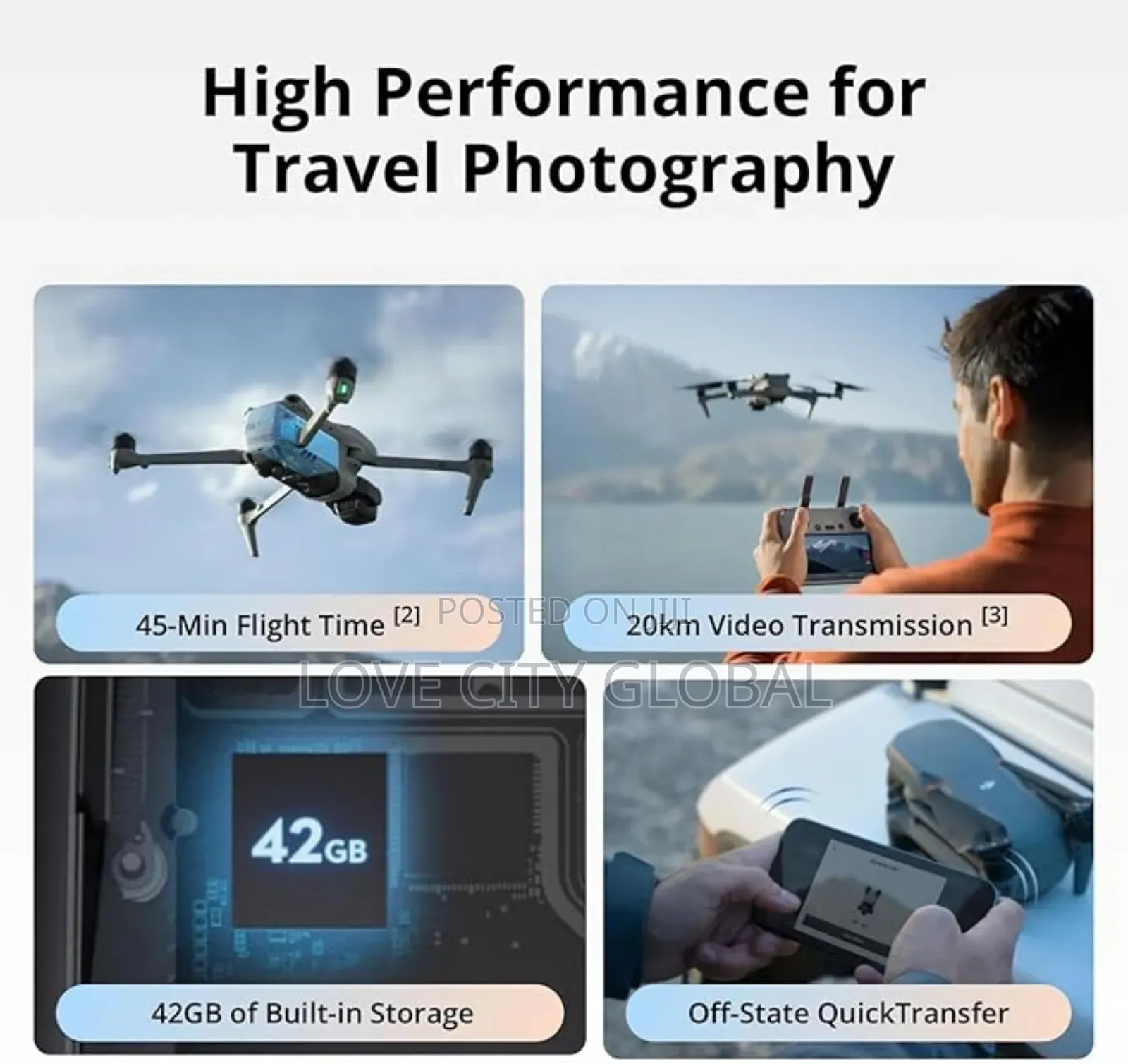 Dji Air 3 Fly More Combo Rc-2 Screen Professional Drone 3 Batteries