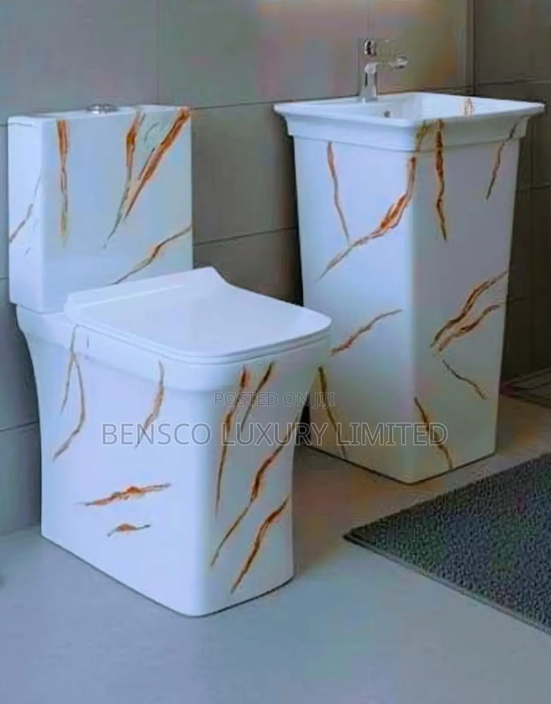 Luxury Marble Design Wc Pedestal Basin Set – Modern Bathroom Combo