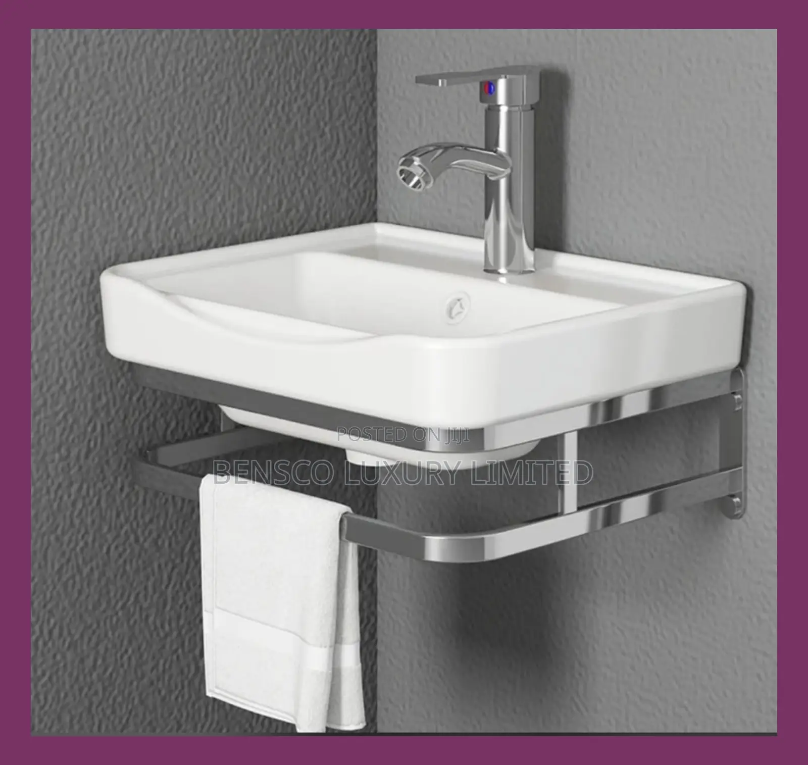 Wall Hung Wash Hand Basin With Towel Rail