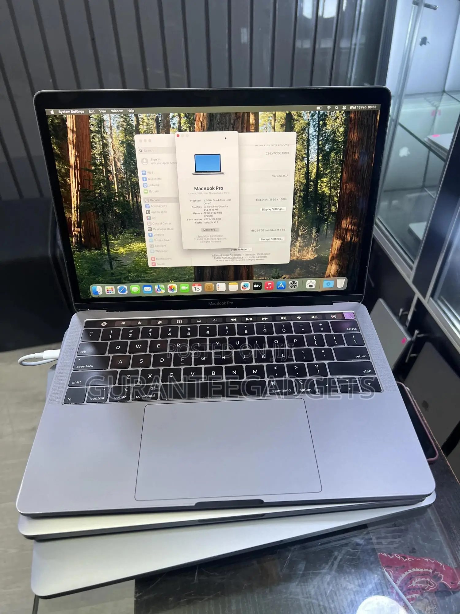 Laptop Apple MacBook Pro 2018 16GB Intel Core i7 SSD 1T