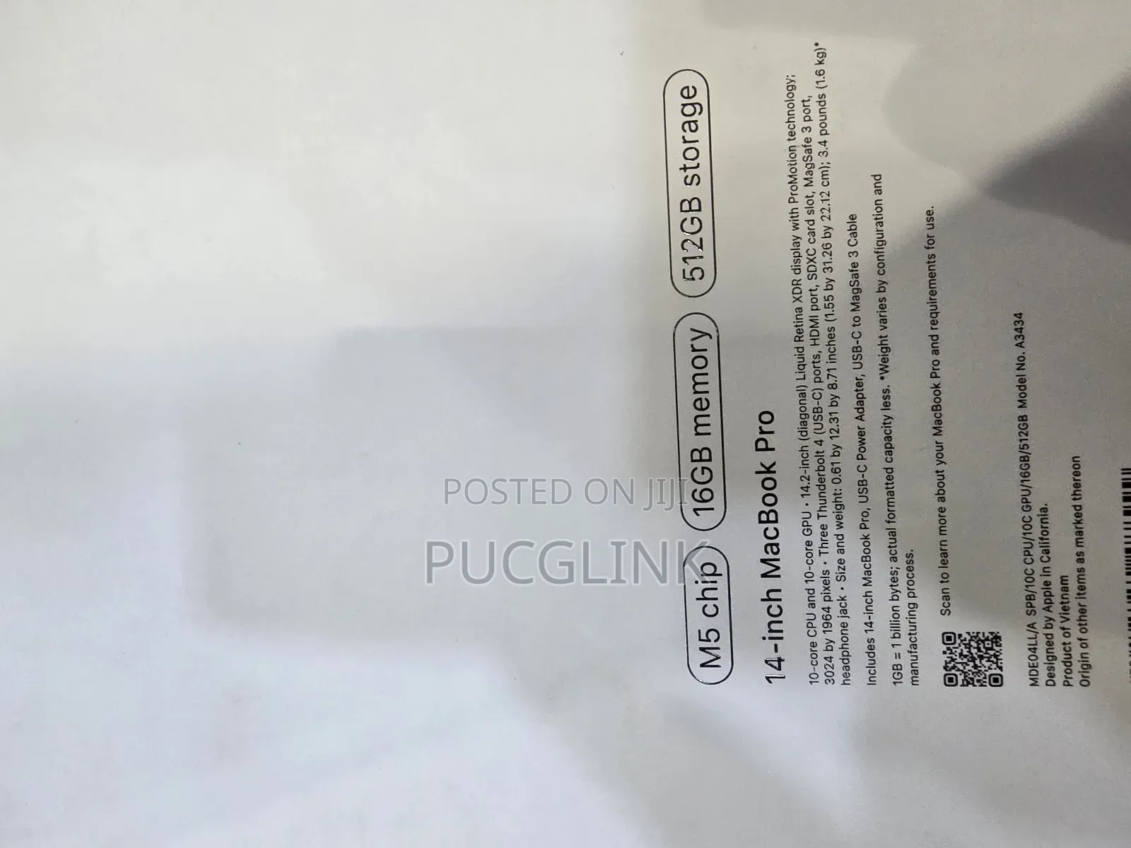 New Laptop Apple Macbook Pro 2025 M5 14-inch 16GB Apple M5 SSD 512GB