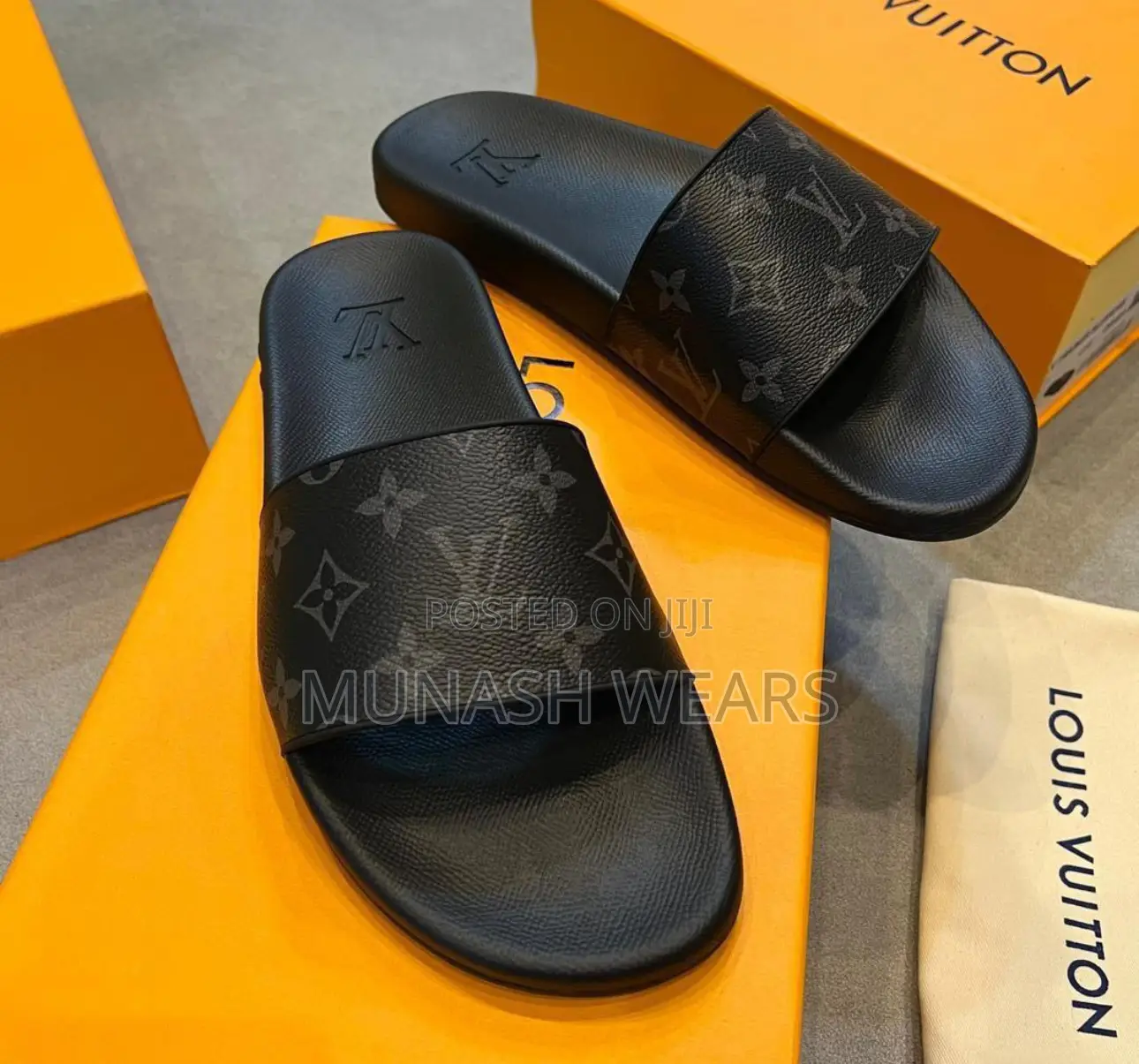 Classic Lv Slide 40-46 Brown And Black