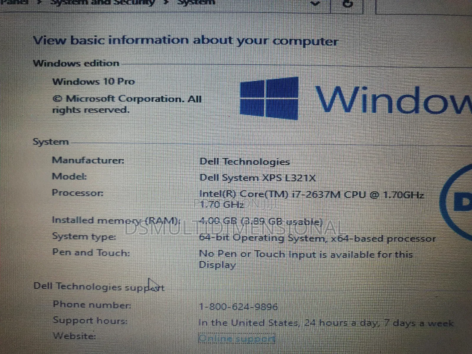 New Laptop Dell XPS 13 (L321X) 4GB Intel Core i7 SSD 128GB