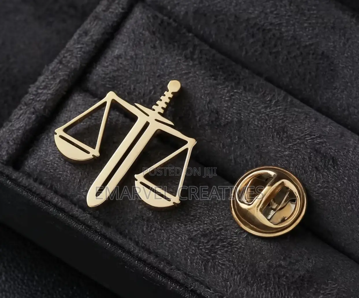 1pc Holy Sword Scales Symbol Steel Brooch | Golden Plated