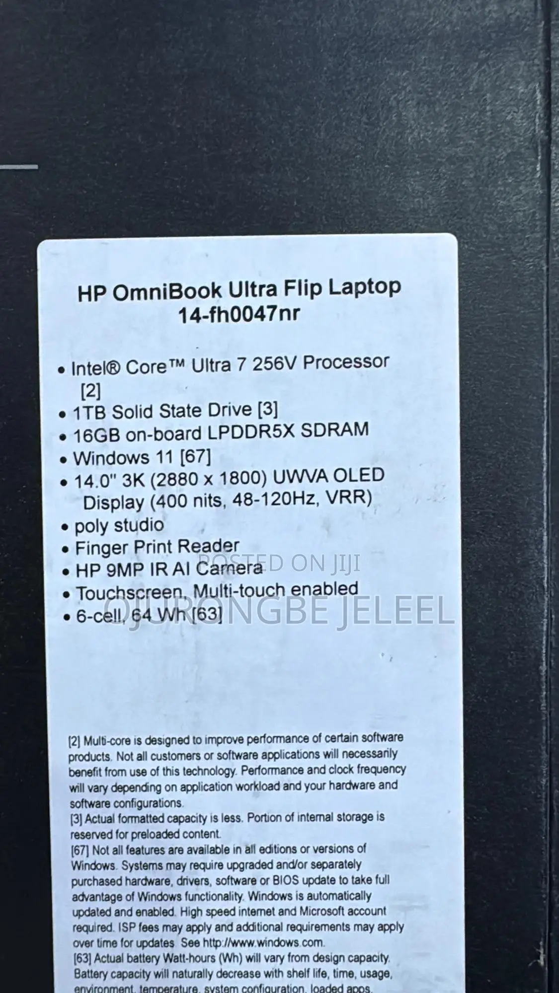 New Laptop HP OmniBook Ultra Flip 14" 16GB Intel Core Ultra 7 SSD 1T