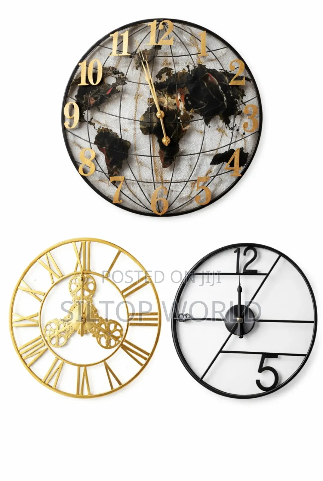 Black With a Touch of Gold Luxury Big Metal Wall Clock