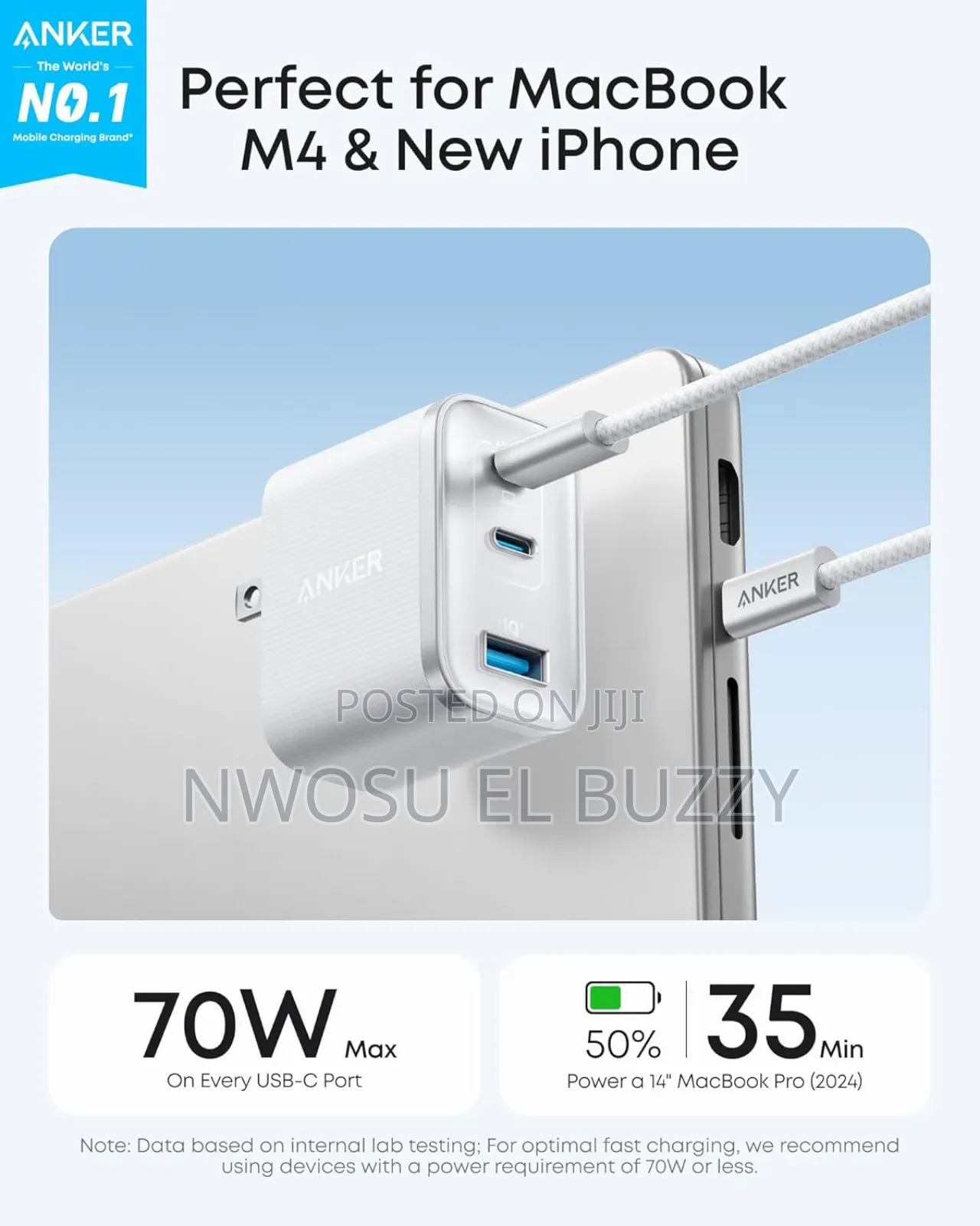 Anker Nano Charger, Ultra-fast 70w Output 3-port