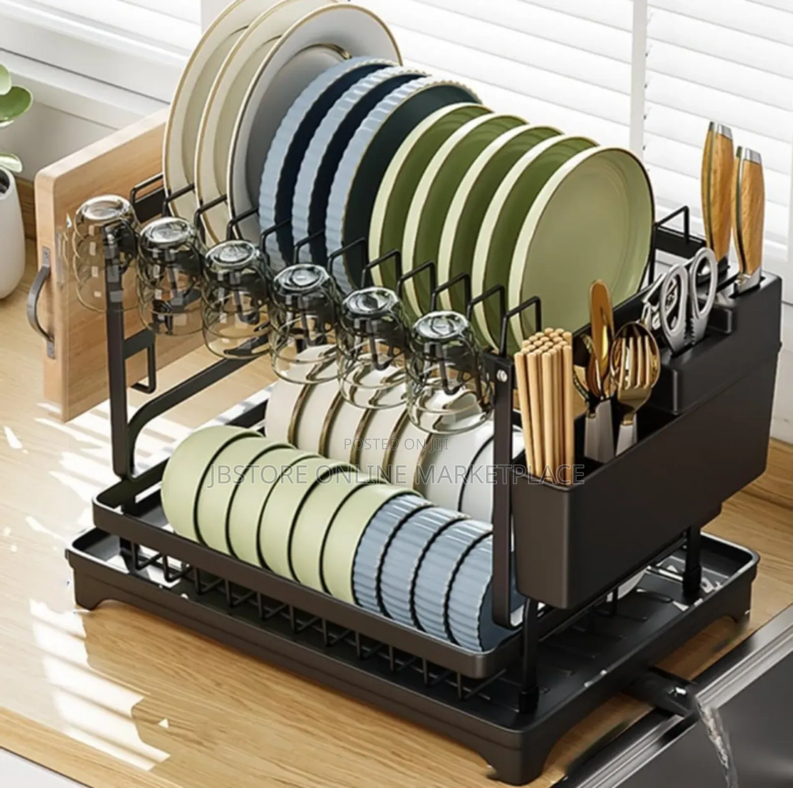 2-Tier Metal Dish Drying Rack Designed to Organize and Dry Kitchenware