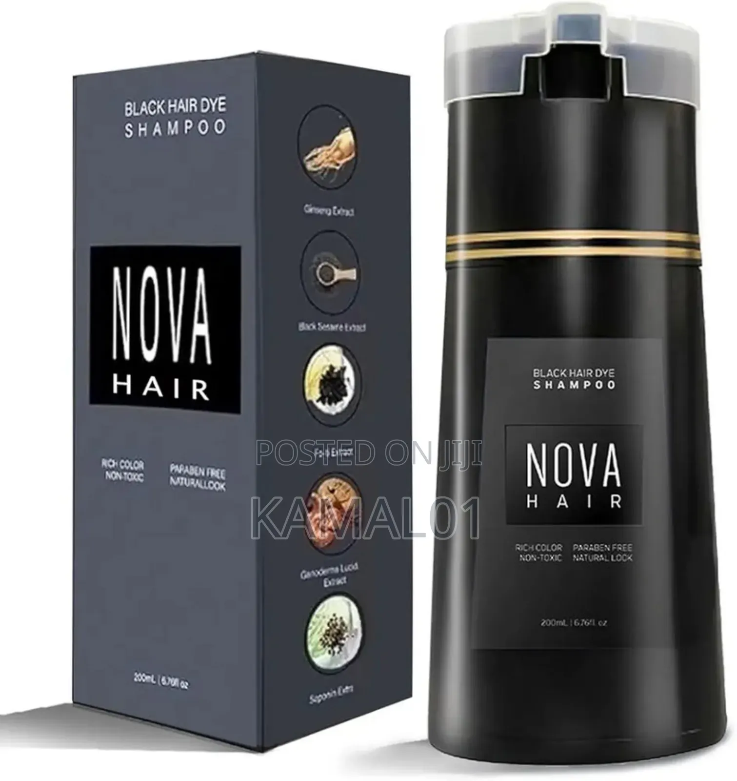 200ml Black Nova Hair Dye Shampoo