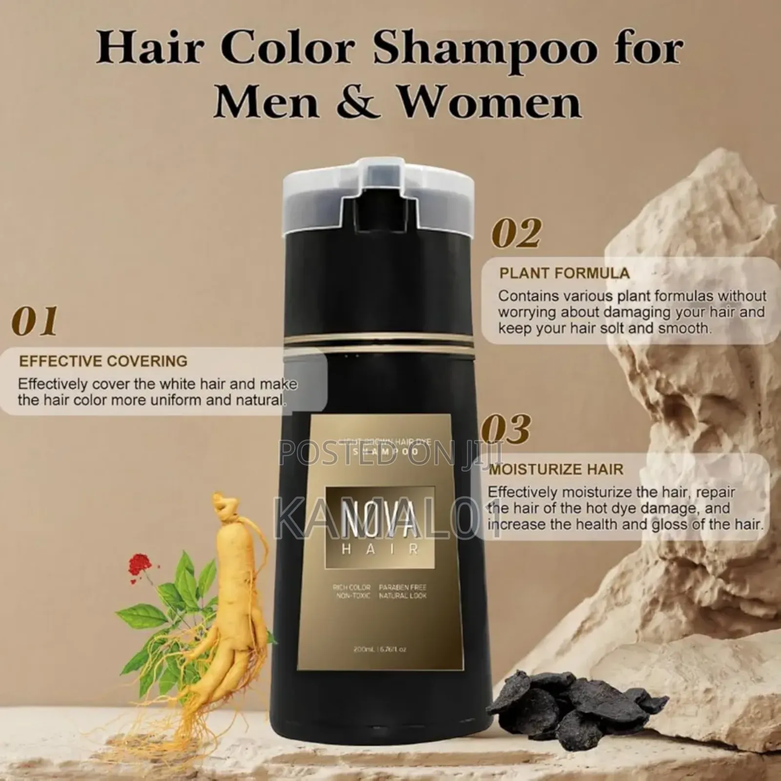 200ml Black Nova Hair Dye Shampoo